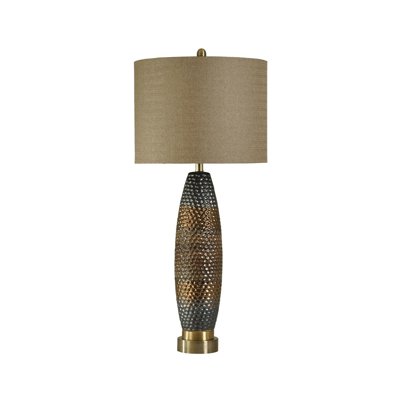 Blue and Copper Ceramic and Steel Table Lamp 37"H