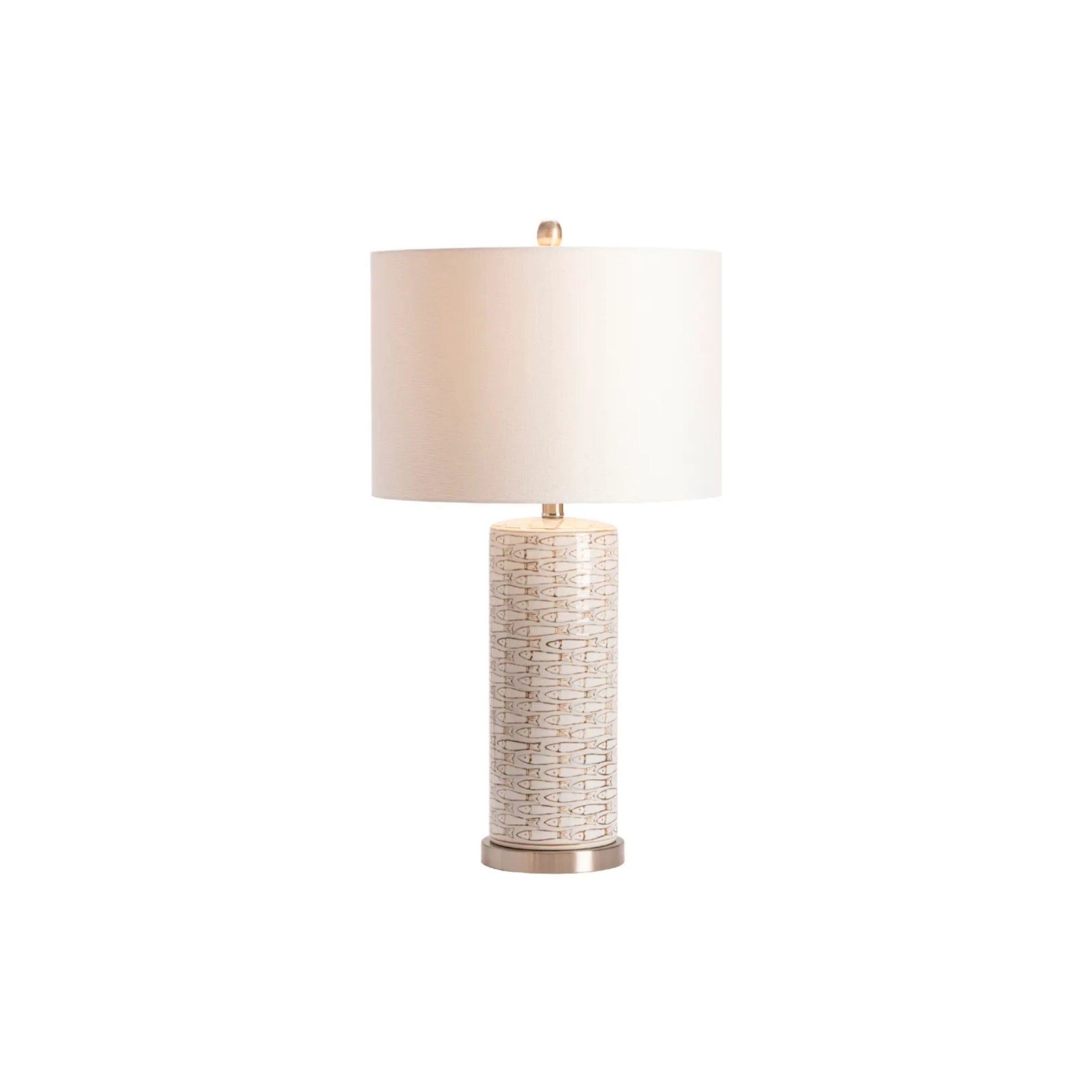 Cream Fish Ceramic Table Lamp 28.5"H