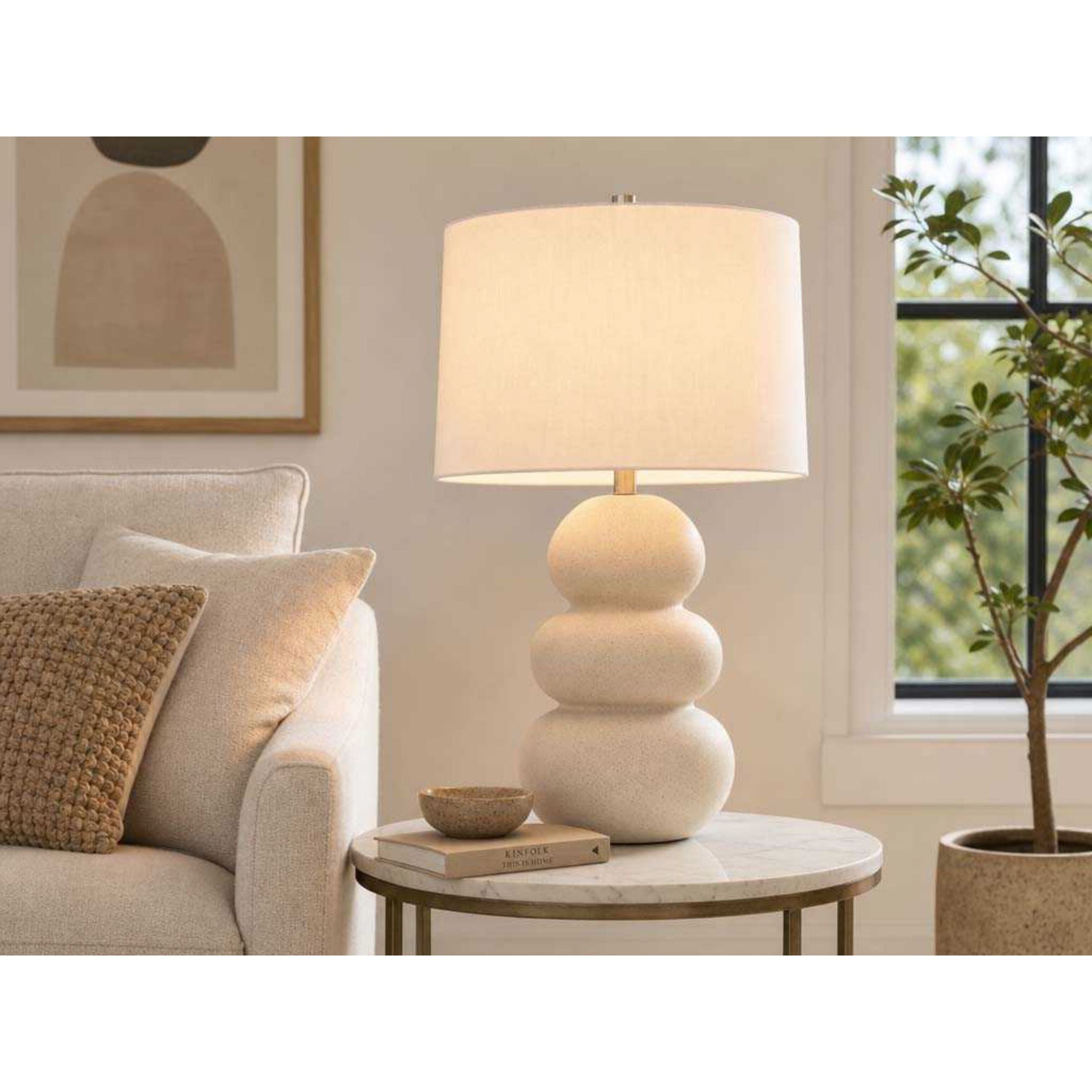 Ivory Ceramic Table Lamp 27"H