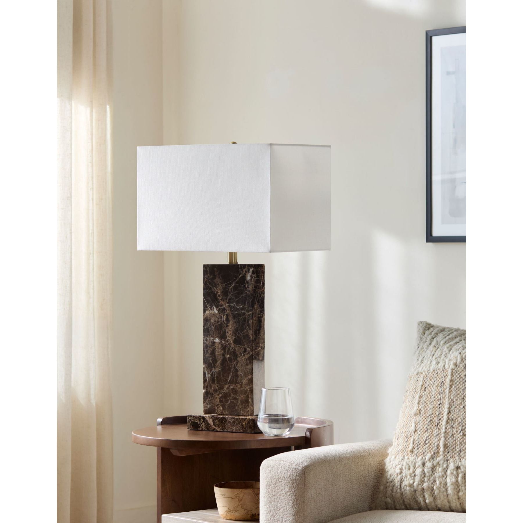 Brown Marble Table Lamp 29"H