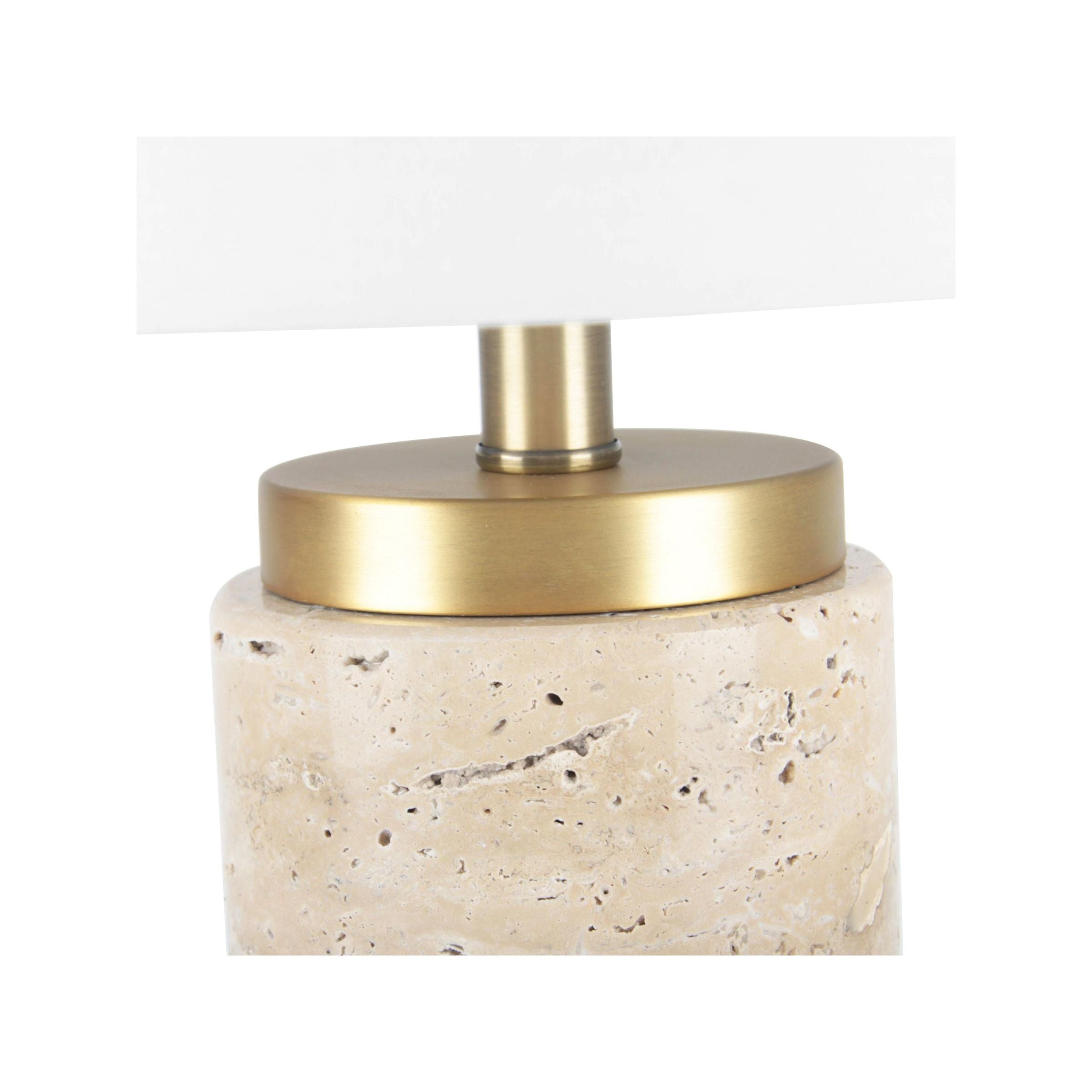 Gold and Ivory Travertine Table Lamp 26"H
