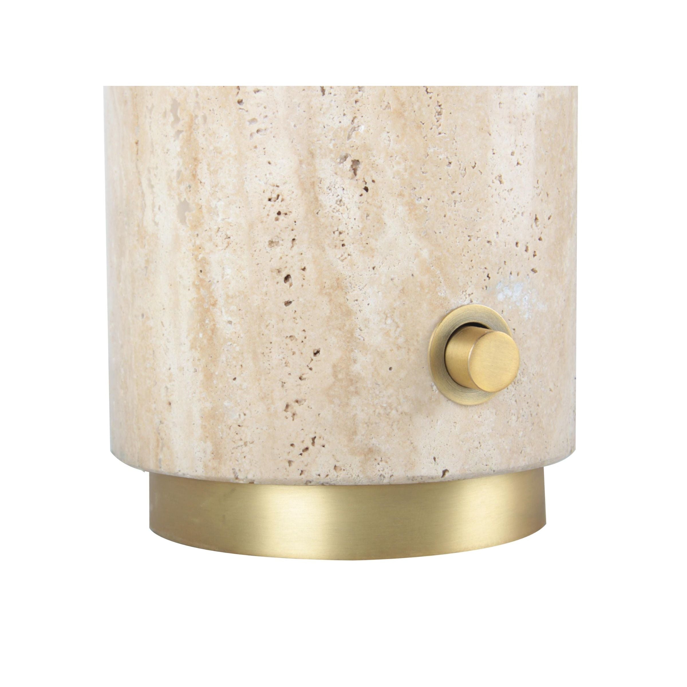 Gold and Ivory Travertine Table Lamp 26"H