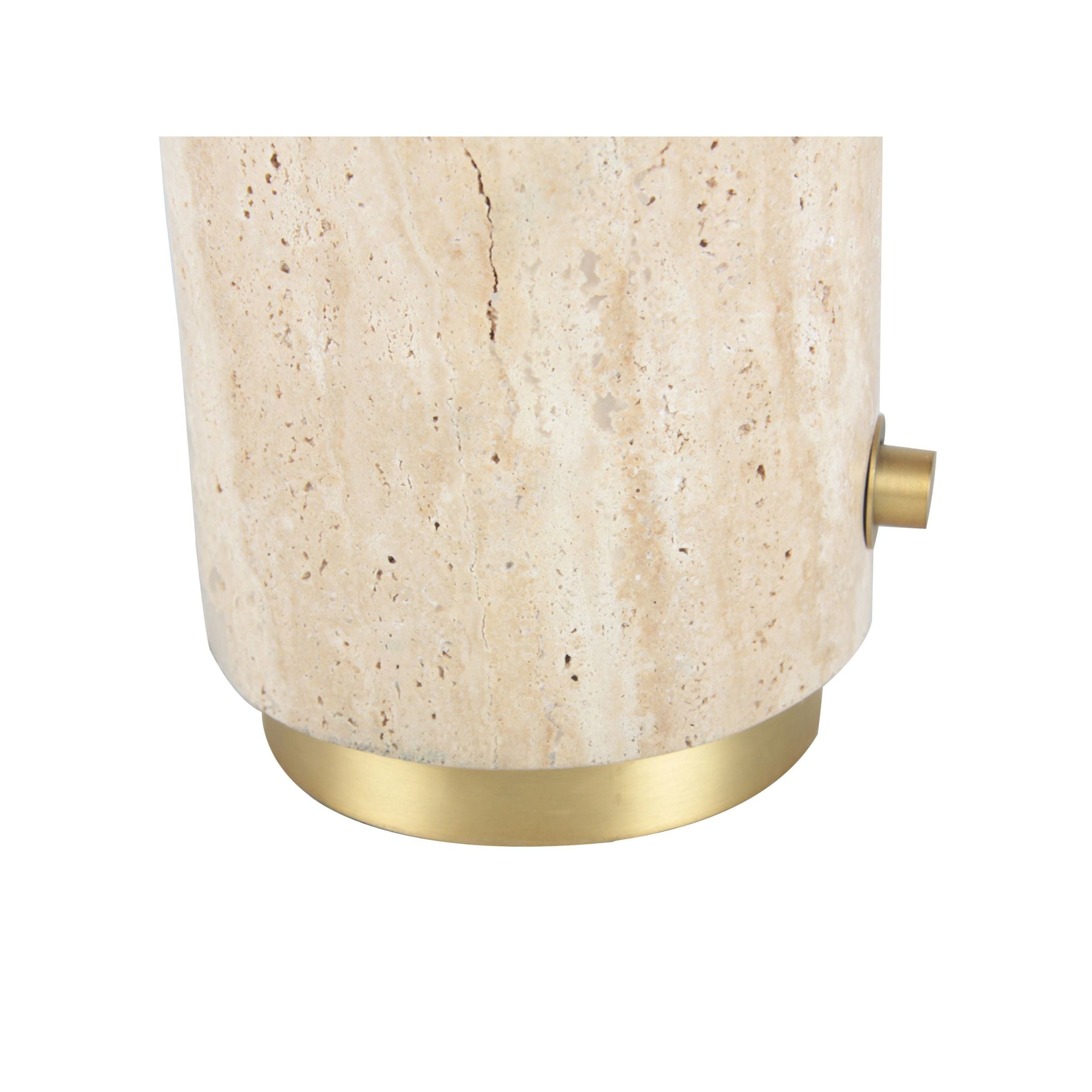 Gold and Ivory Travertine Table Lamp 26"H