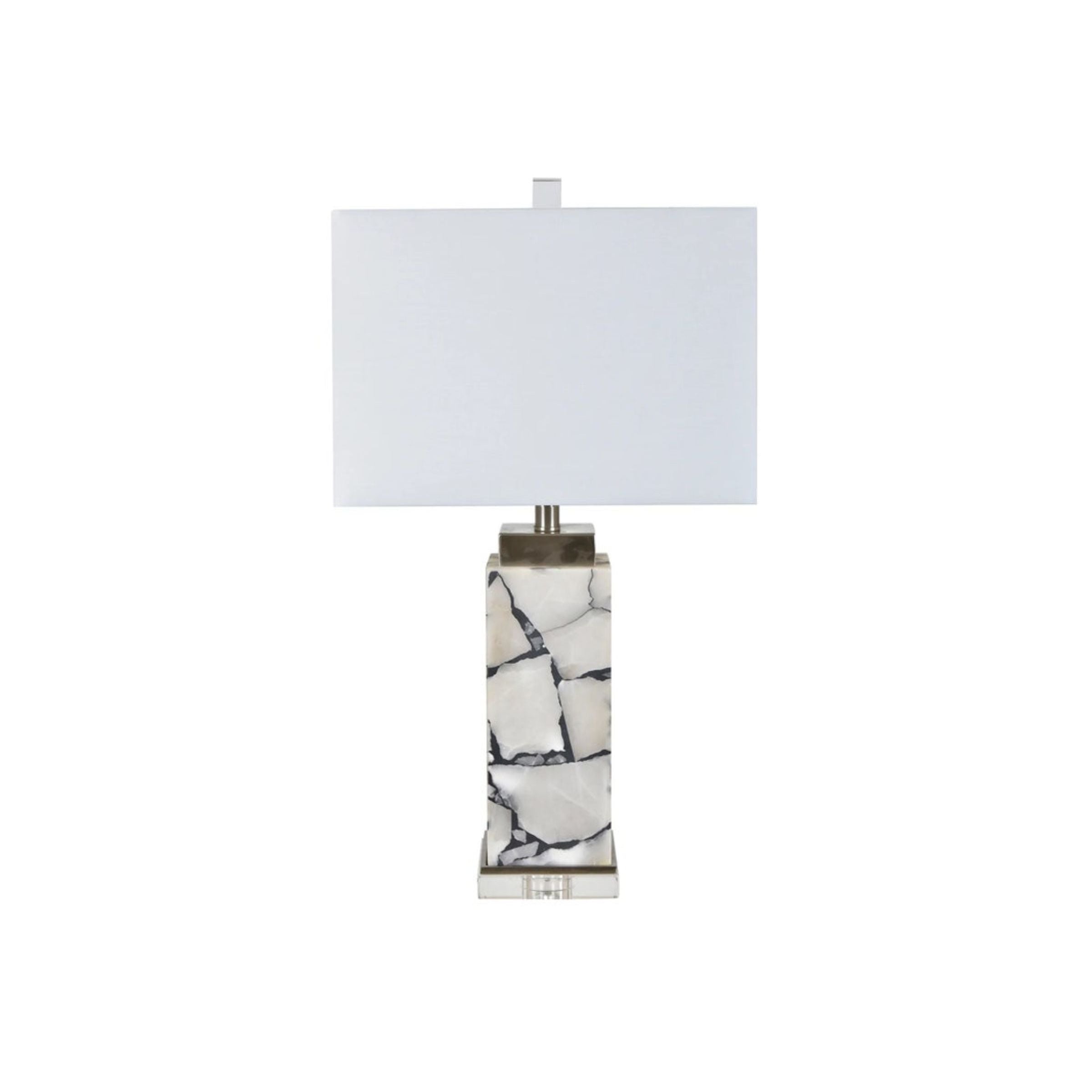Black and White Marble Nitelite Table Lamp 27.5"H
