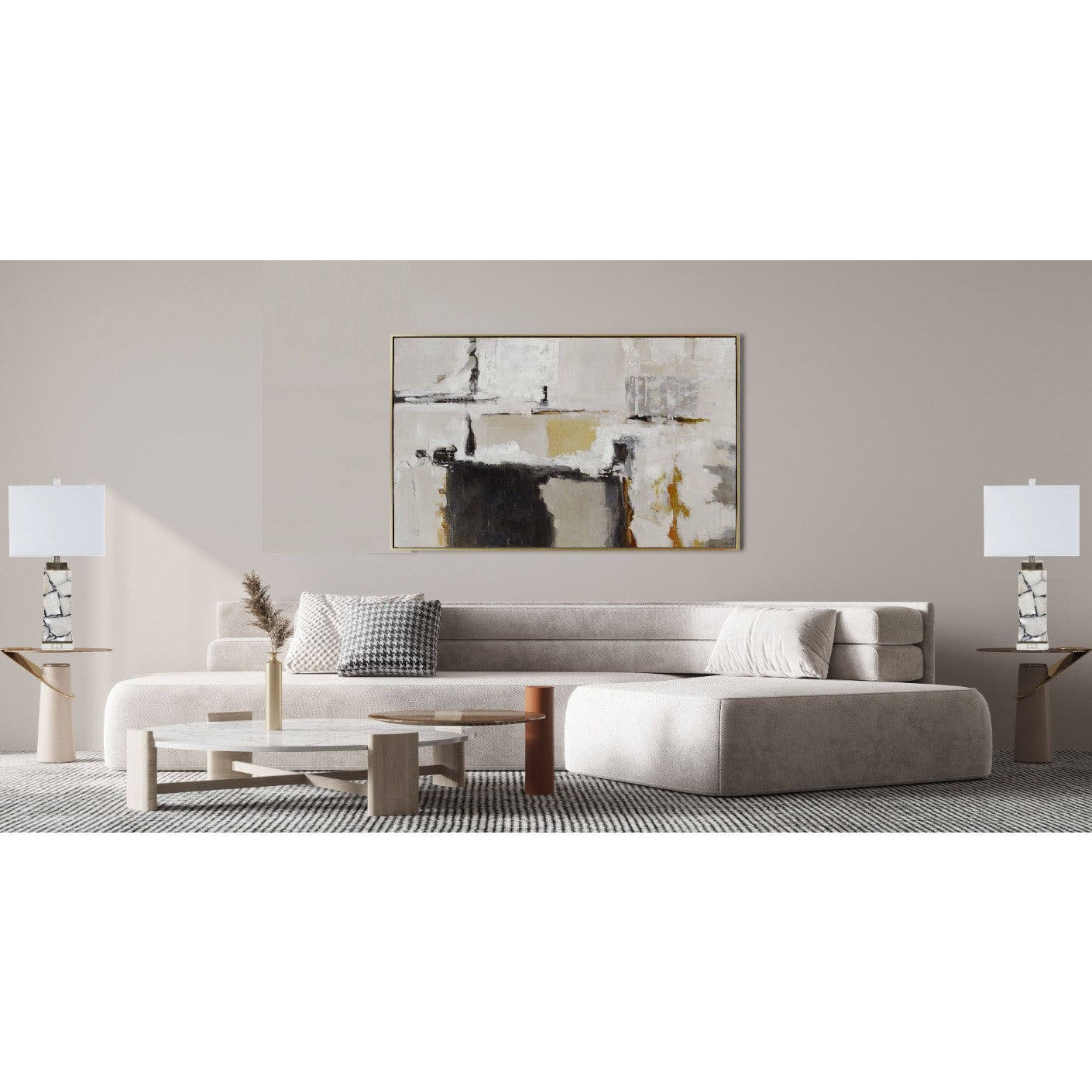 Black and White Marble Nitelite Table Lamp 27.5"H
