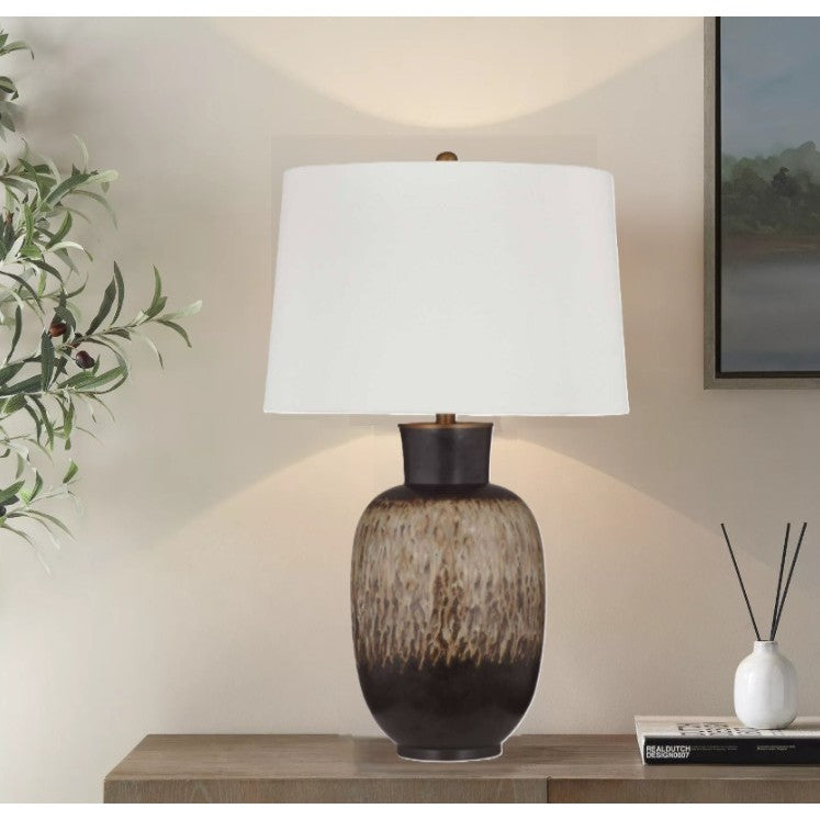 Brown Ceramic Table Lamp 29"H