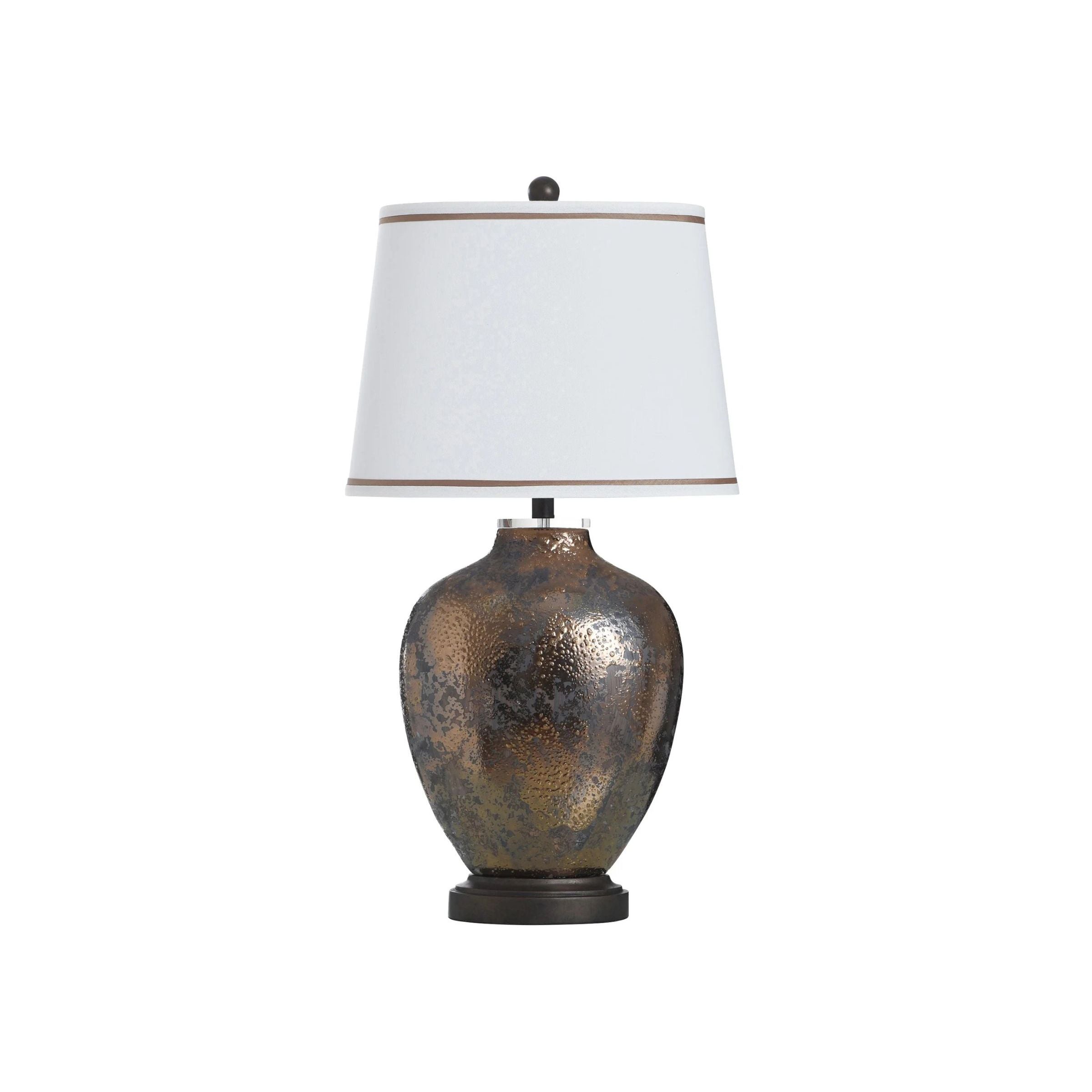 Mottled Bronze Ceramic Table Lamp 33"H