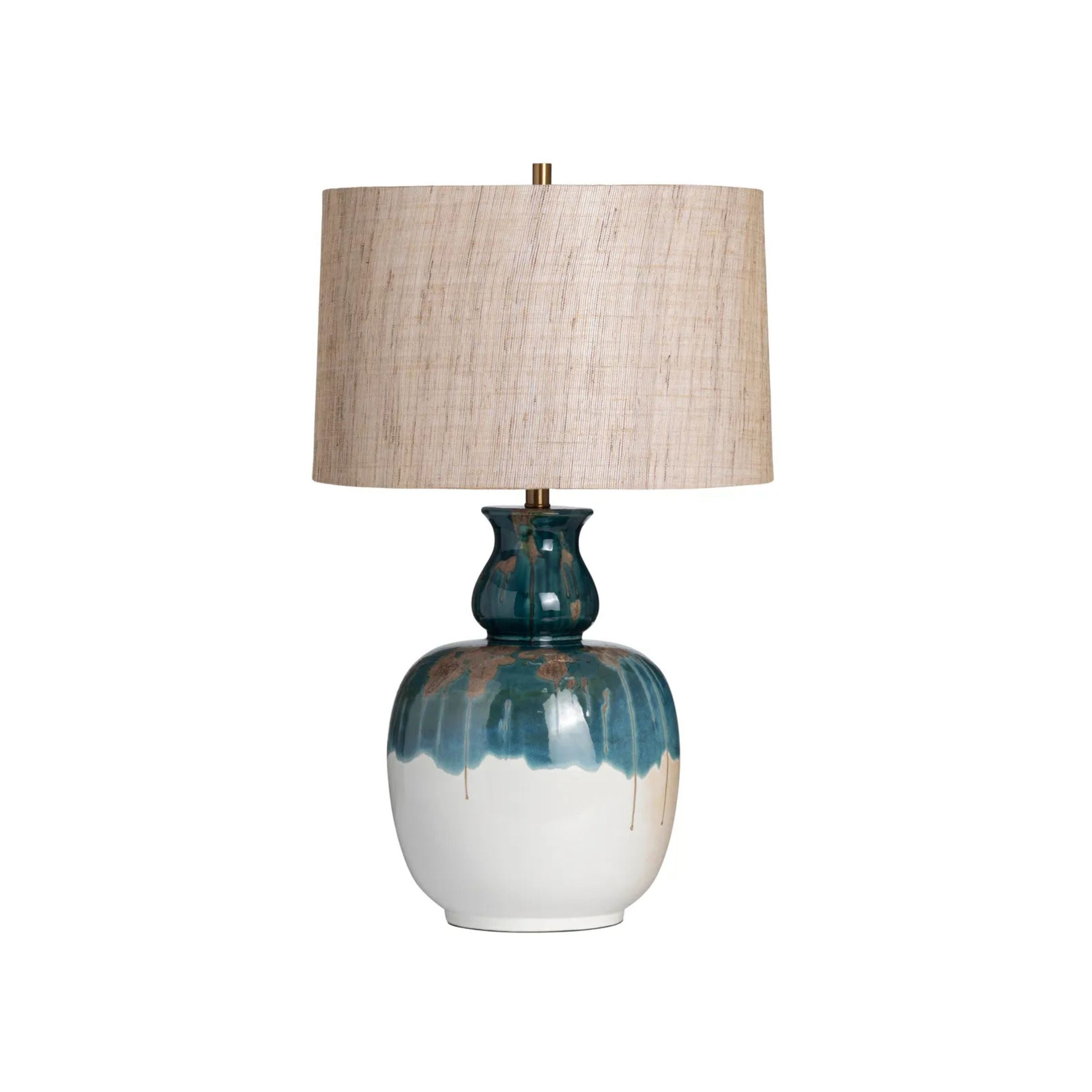 Blue and White Distressed Ceramic Table Lamp 31.5"H