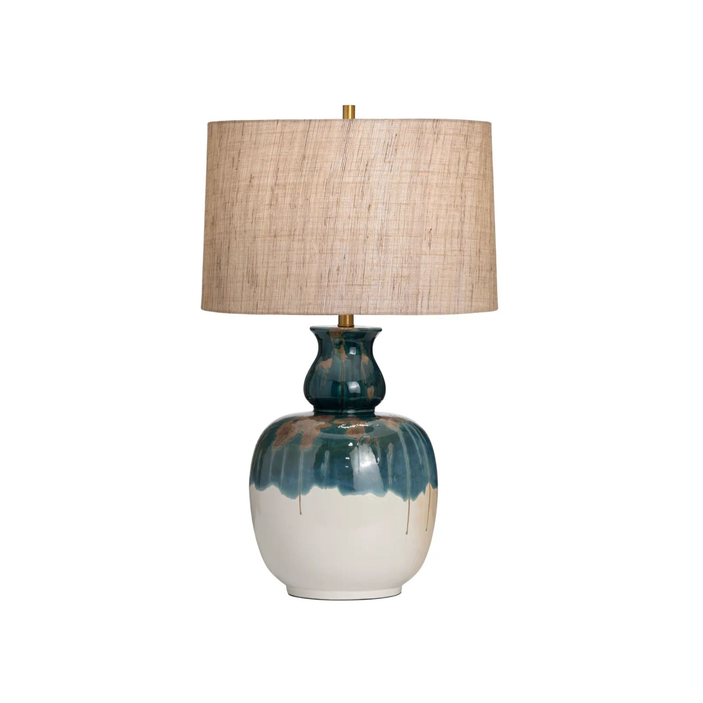 Blue and White Distressed Ceramic Table Lamp 31.5"H