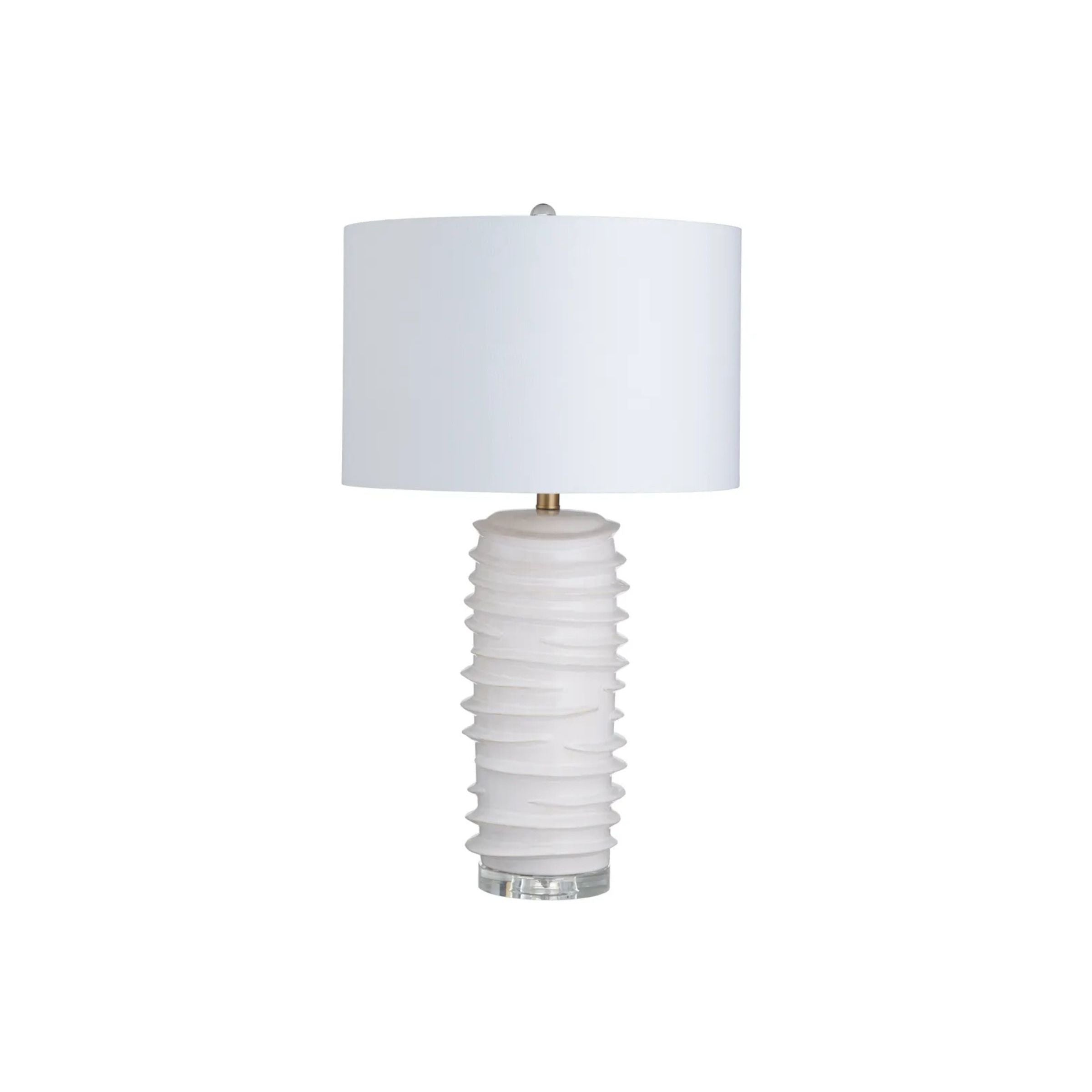 White Ceramic Ridge Table Lamp 29.5"H