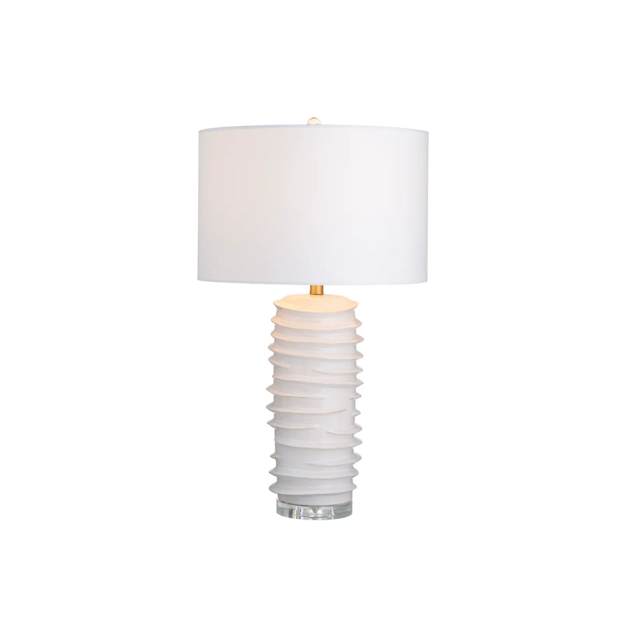 White Ceramic Ridge Table Lamp 29.5"H