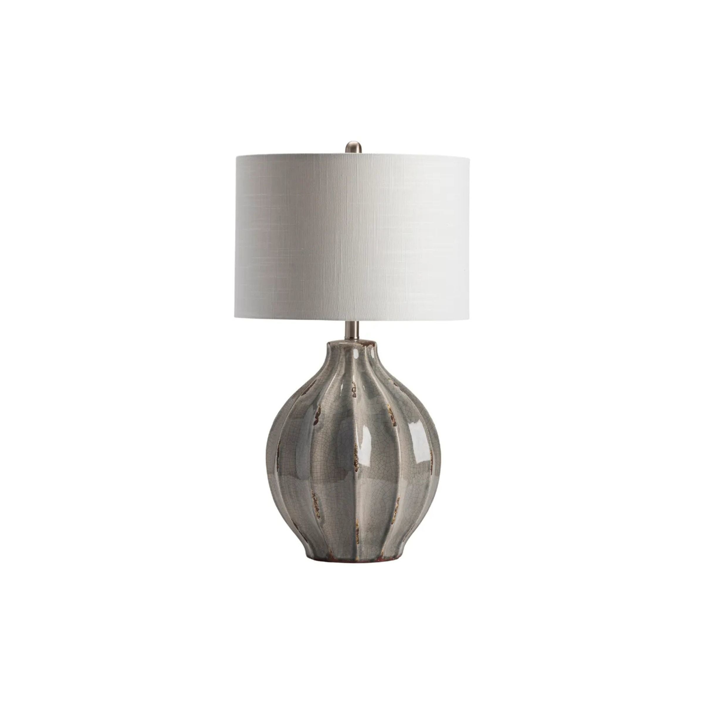 Distressed Gray Ceramic Table Lamp 28"H