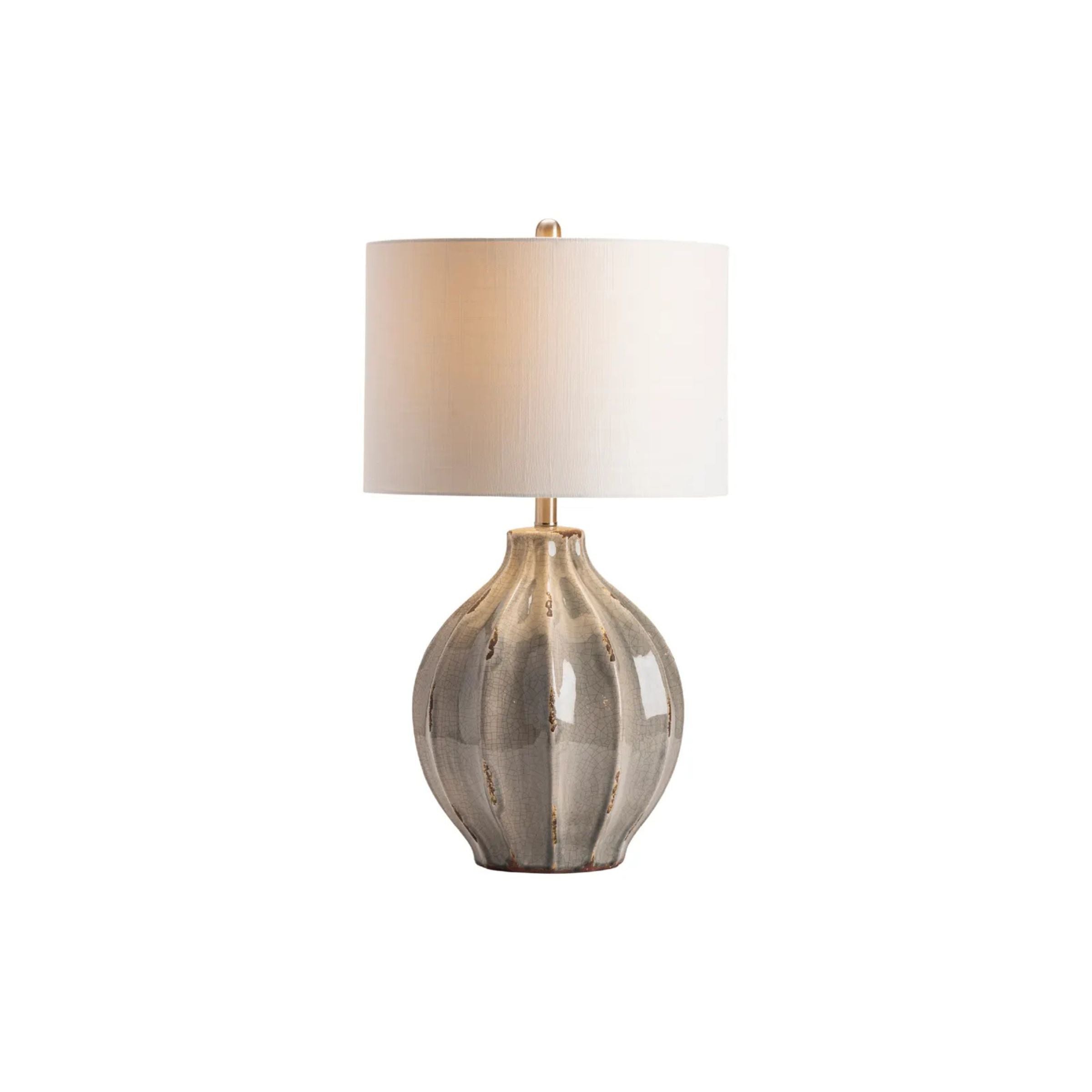 Distressed Gray Ceramic Table Lamp 28"H