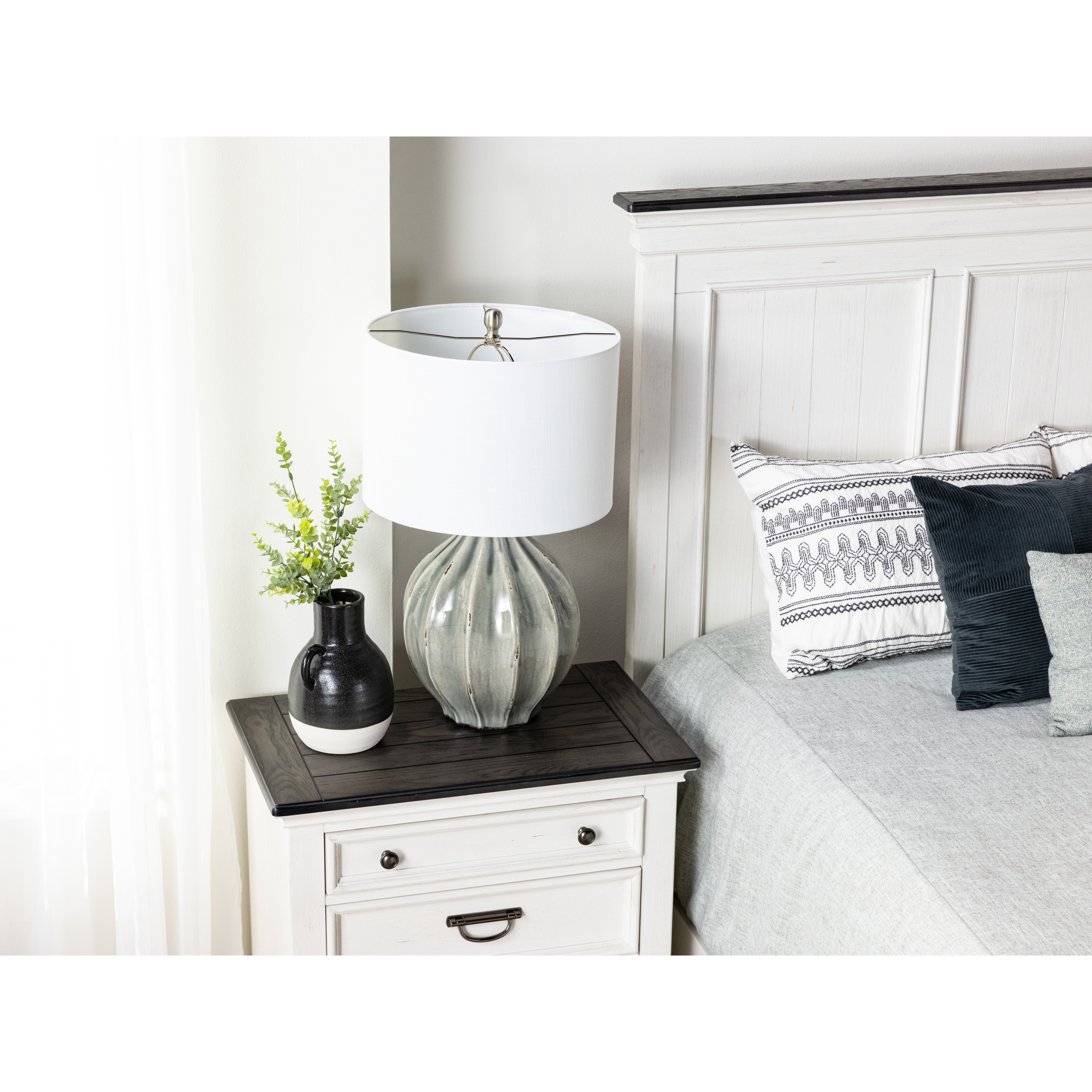 Distressed Gray Ceramic Table Lamp 28"H