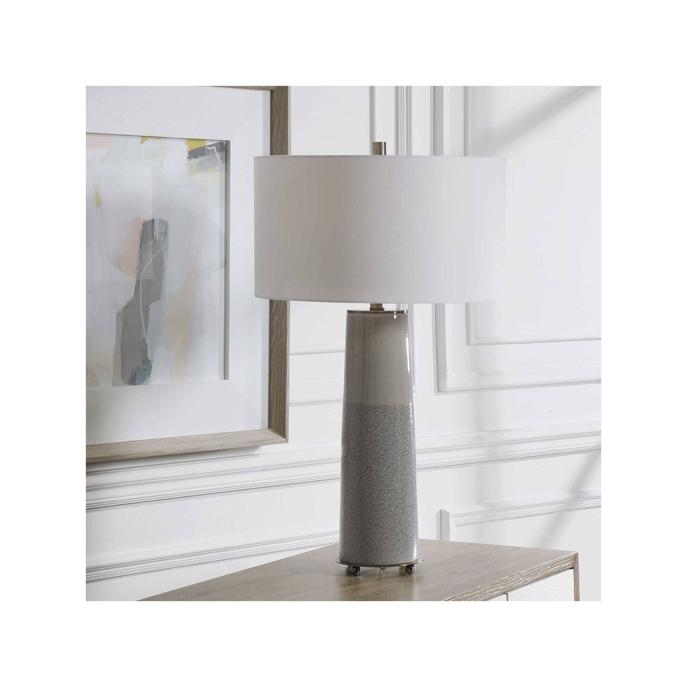 Grey 2-Tone Ceramic Table Lamp 31"H
