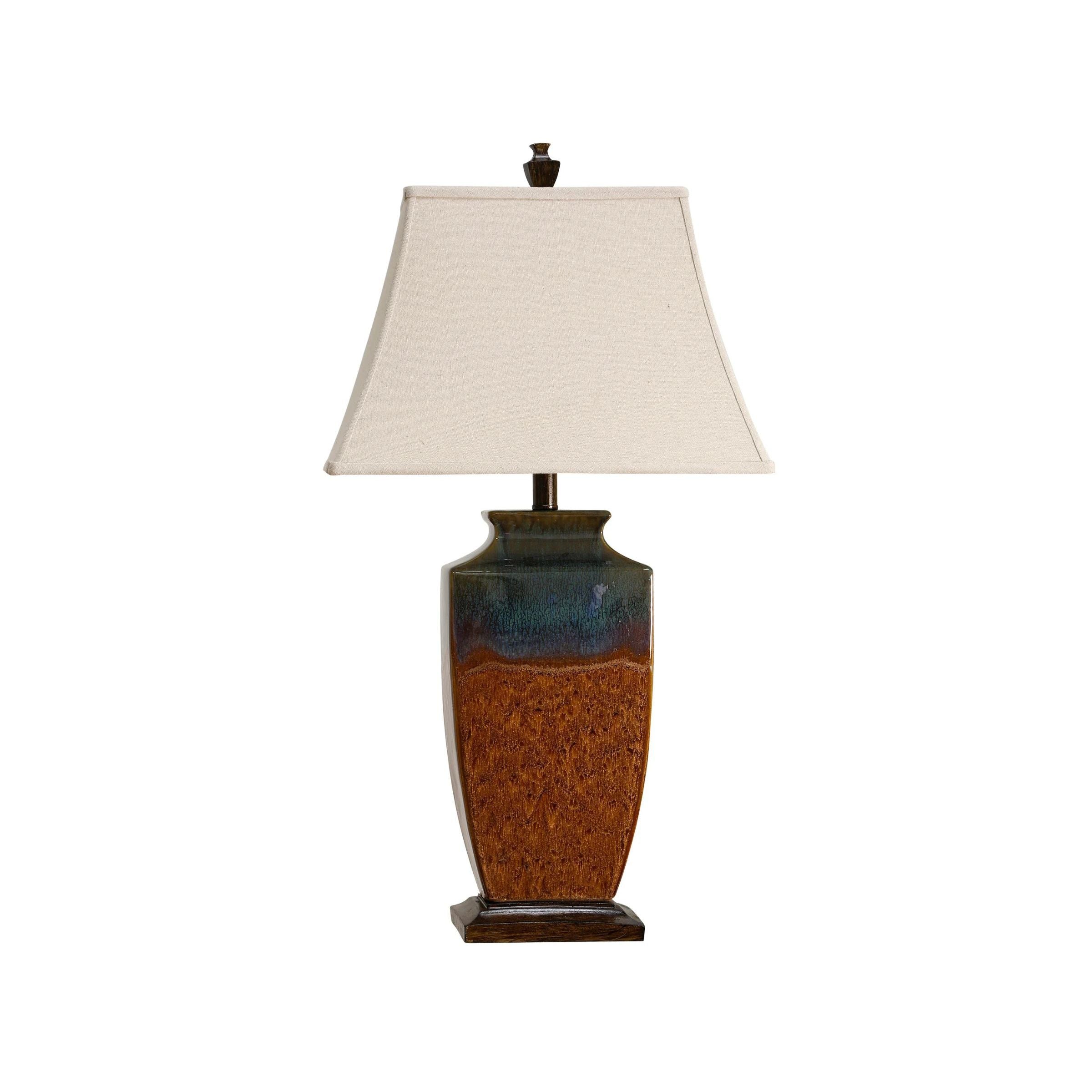 Blue and Rust Ceramic Table Lamp 32"H