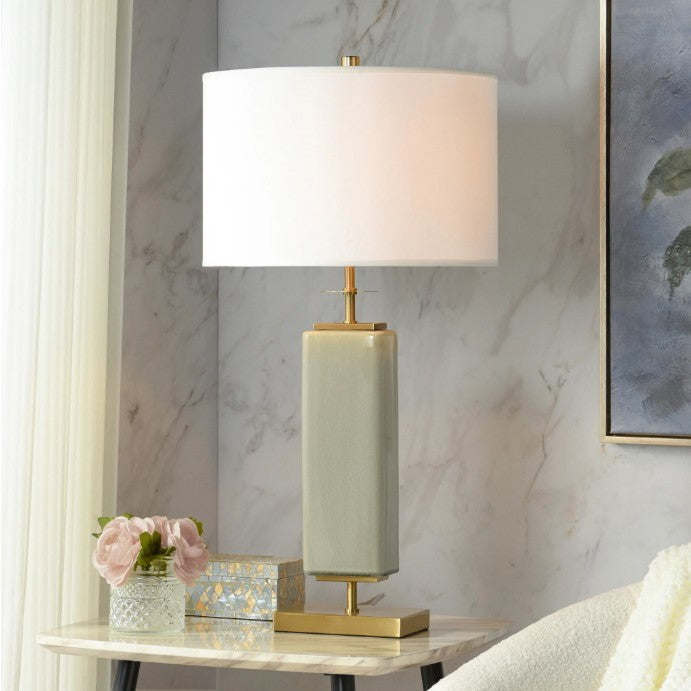 Olive Crackle Ceramic Table Lamp 30.5"H