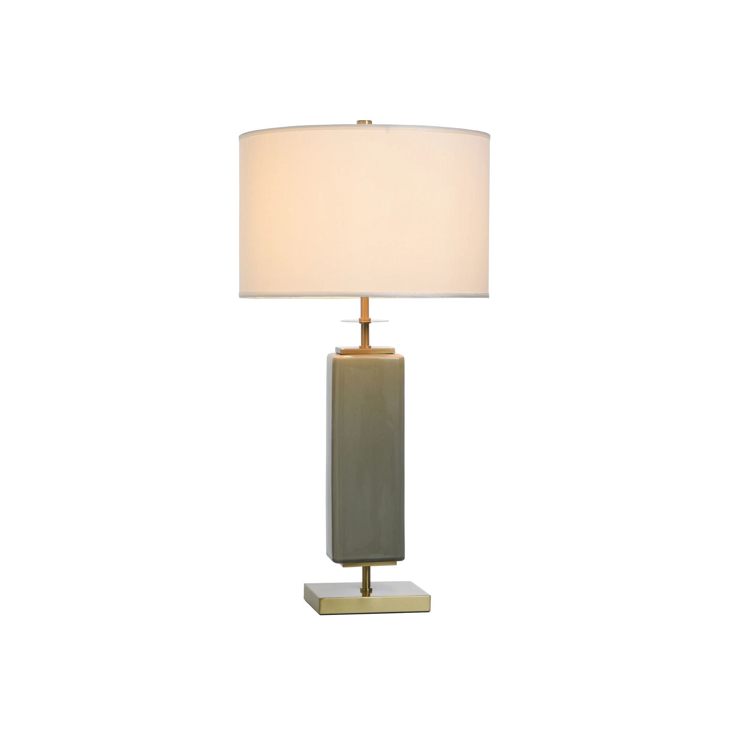 Olive Crackle Ceramic Table Lamp 30.5"H