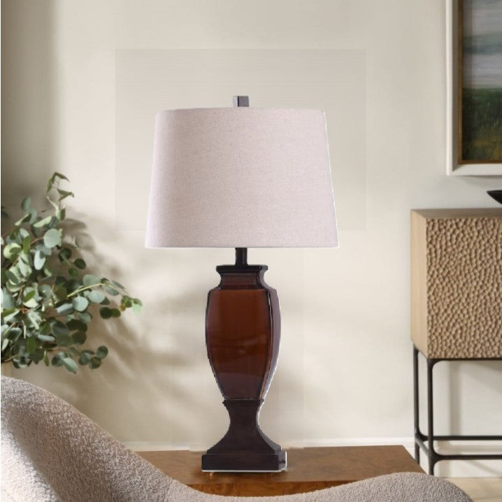 Rust and Bronze Ceramic Table Lamp 30"H