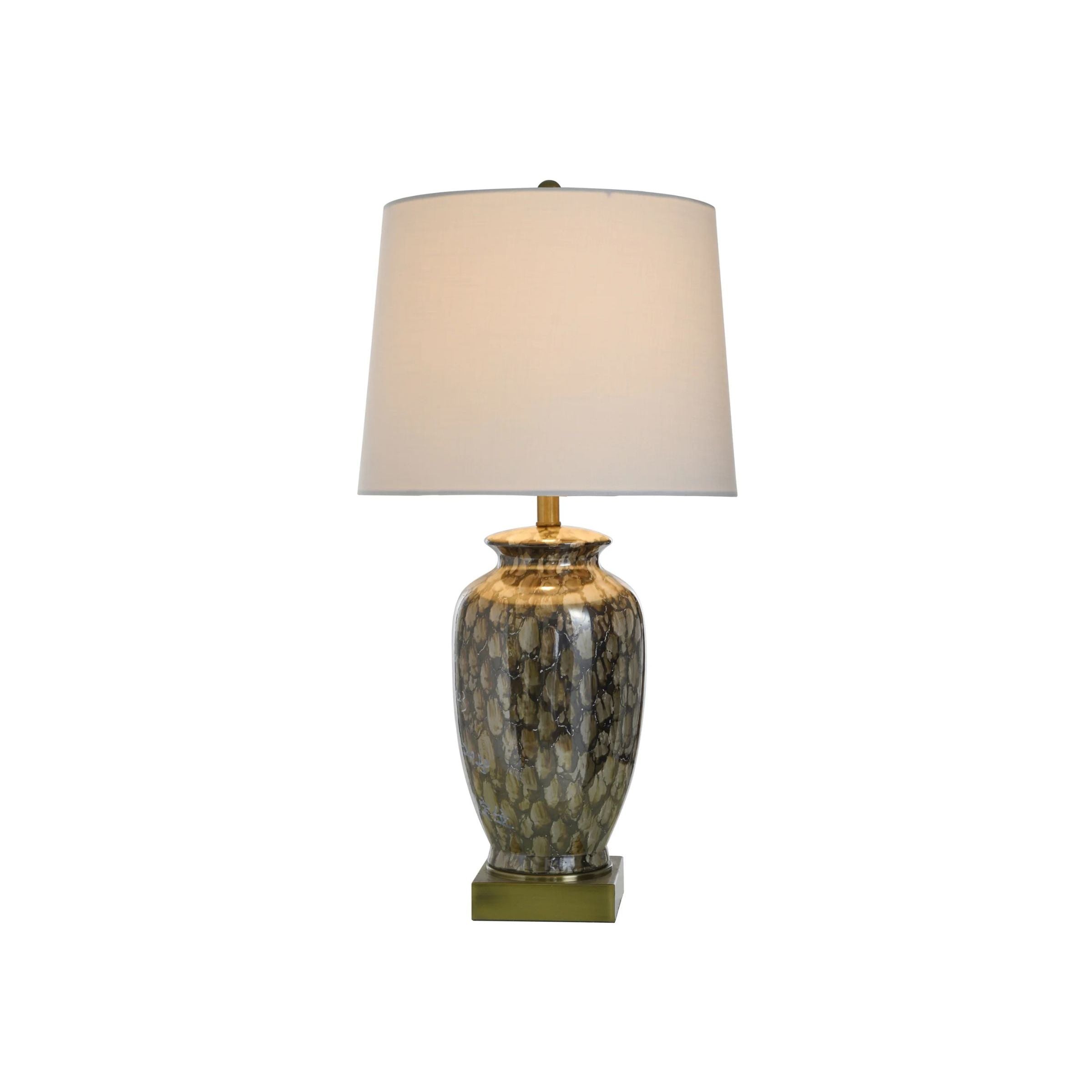 Brown Speckled Reactive Glaze Ceramic Table Lamp 31.5"H