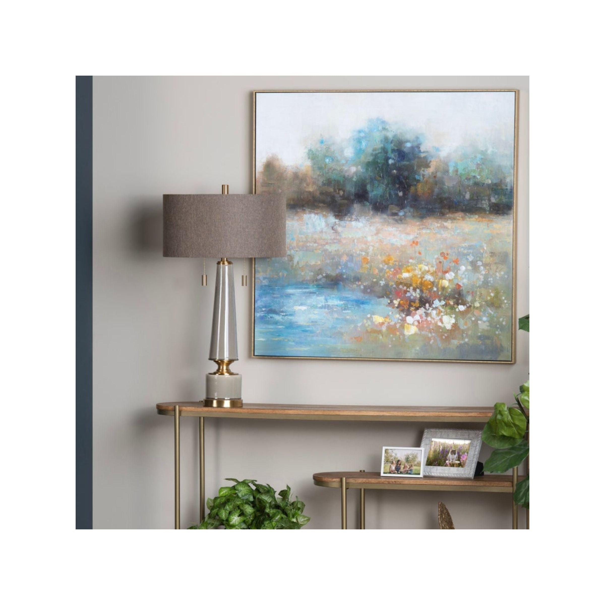 Taupe Ceramic Table Lamp 32.5"H