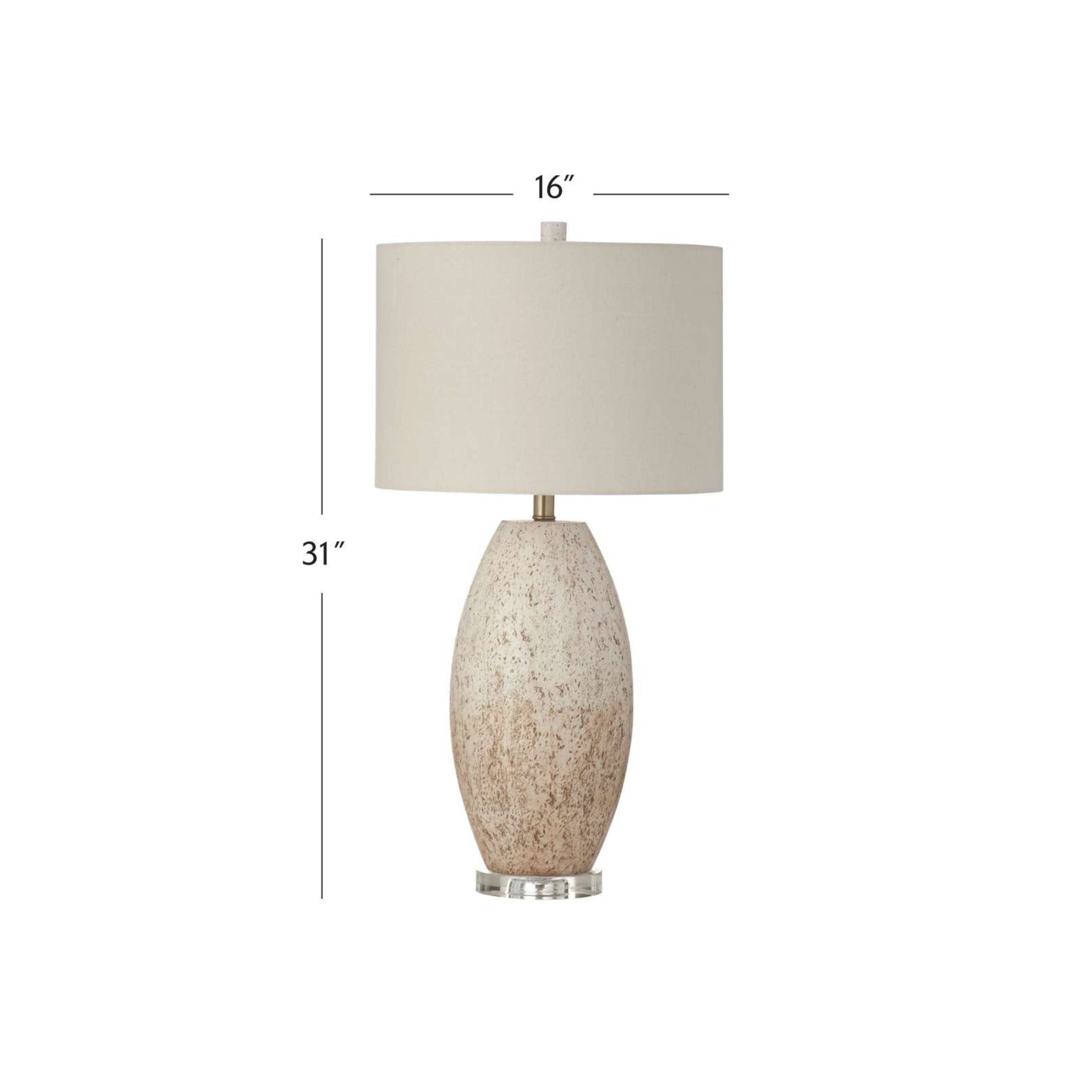 Cream and Tan Speckled Concrete Table Lamp 31"H