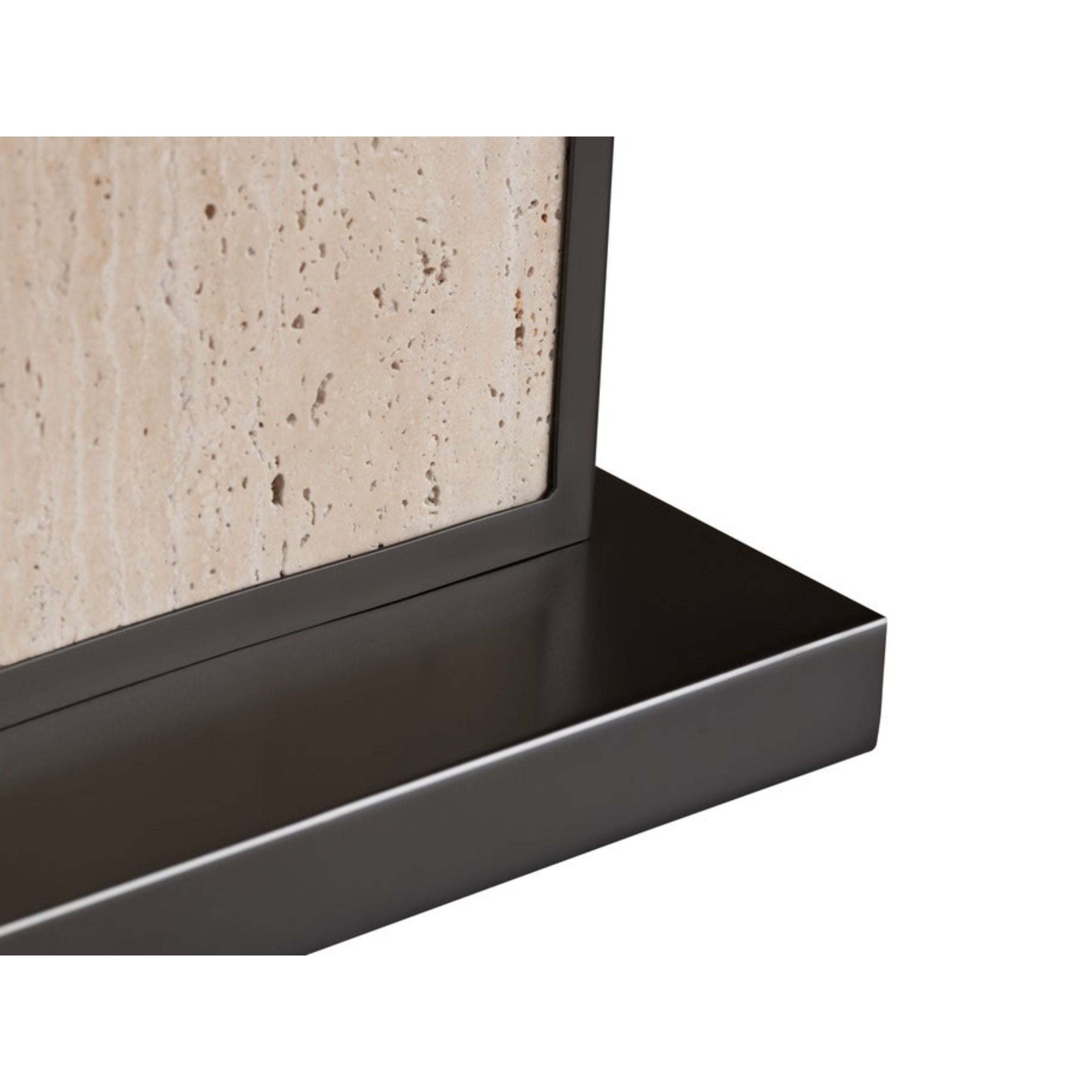 Travertine and Bronze Table Lamp 27.5"H