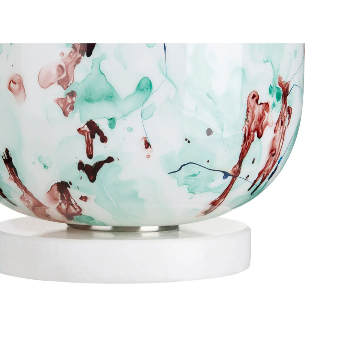 White, Blue, and Multi-Colored Ceramic Drip Glaze Table Lamp 26"H