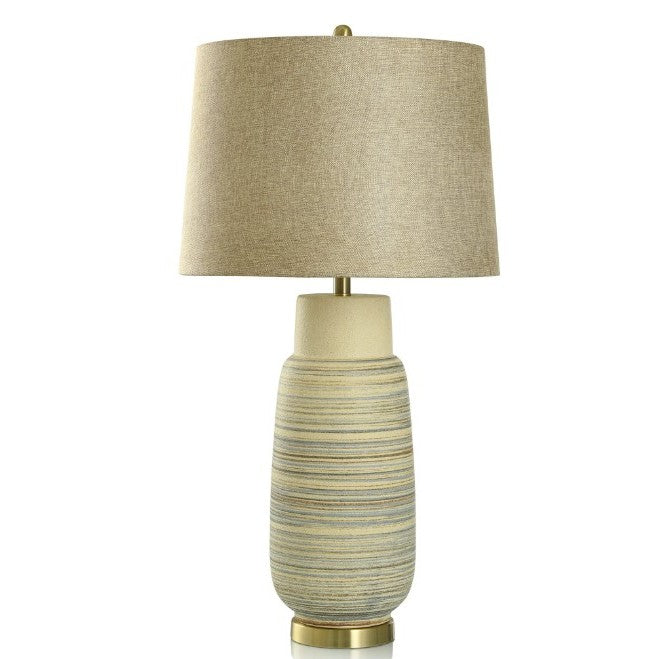 Tan, Brown, and Blue Ceramic Table Lamp 34.8"H