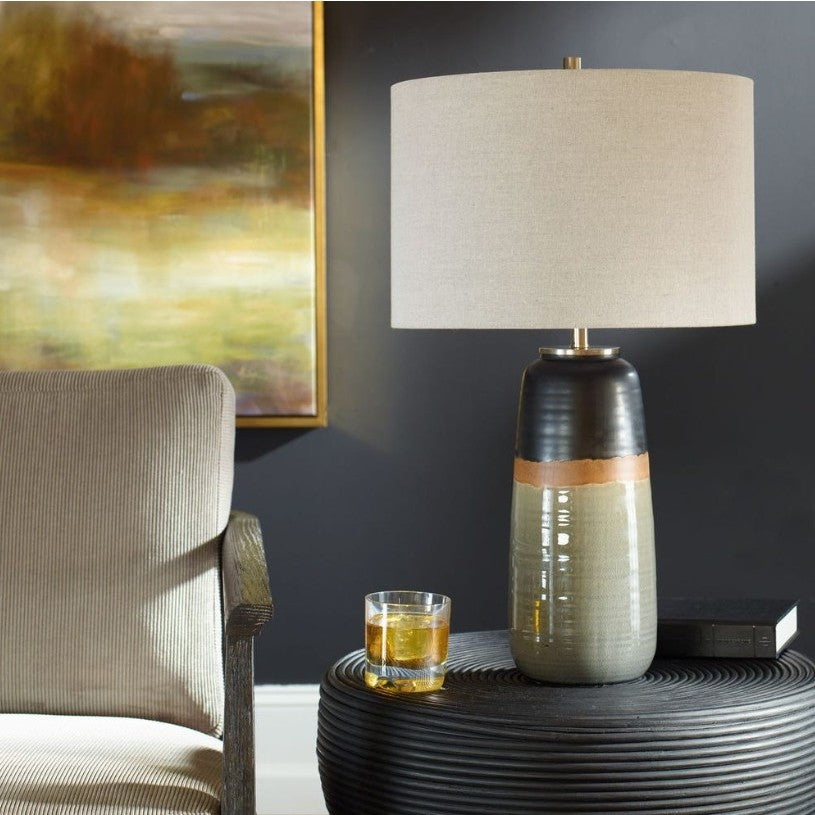 Grey and Black Ceramic Table Lamp 26"H