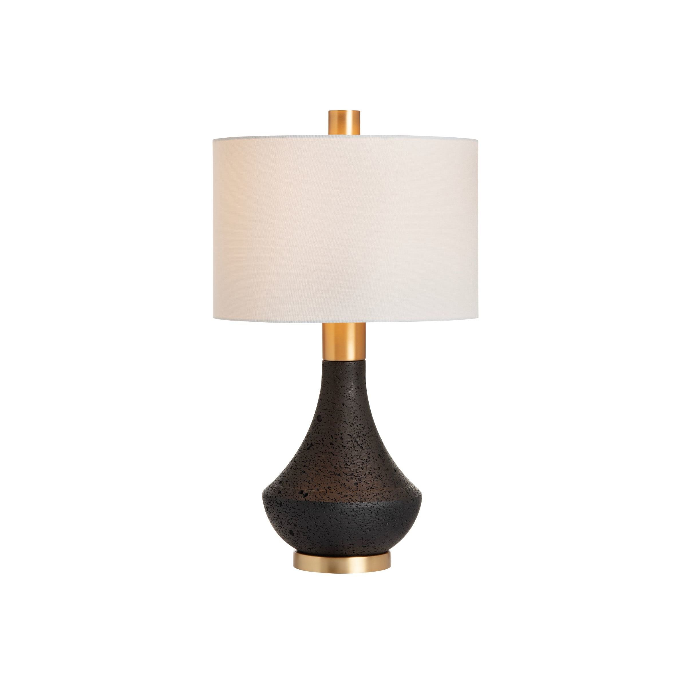 Black and Brass Cement Table Lamp 27.5"H