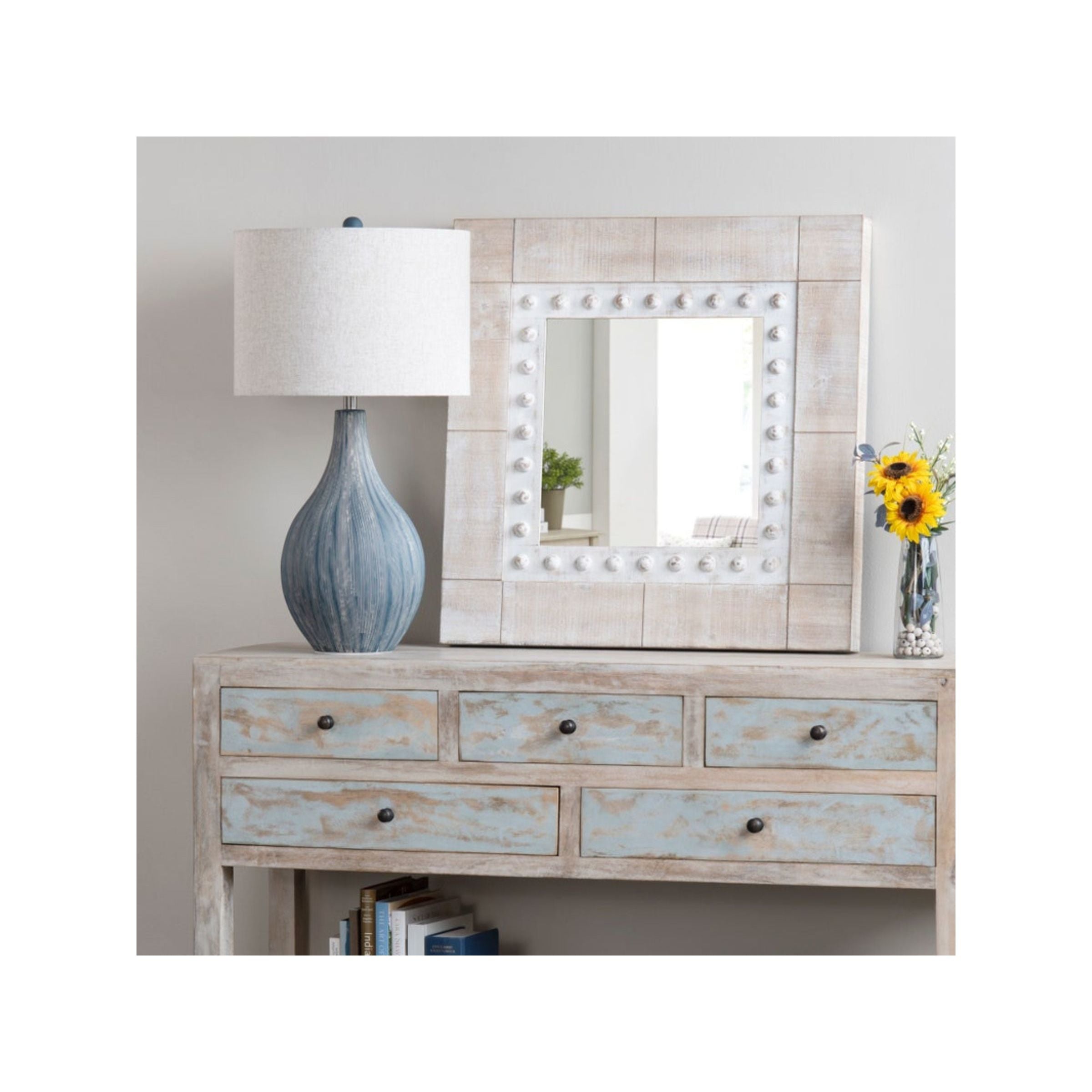 Navy Ceramic Table Lamp 32"H