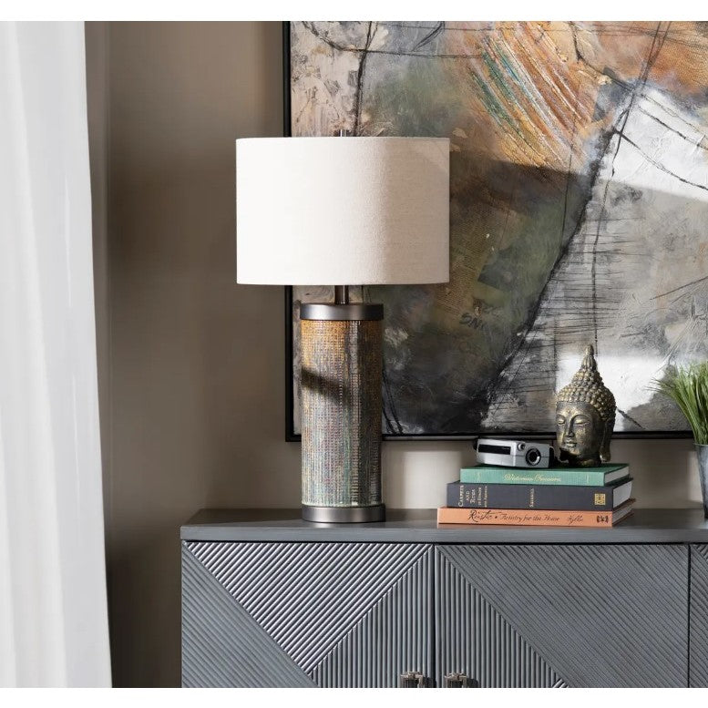 Rust and Grey Ceramic Table Lamp 27.5"H