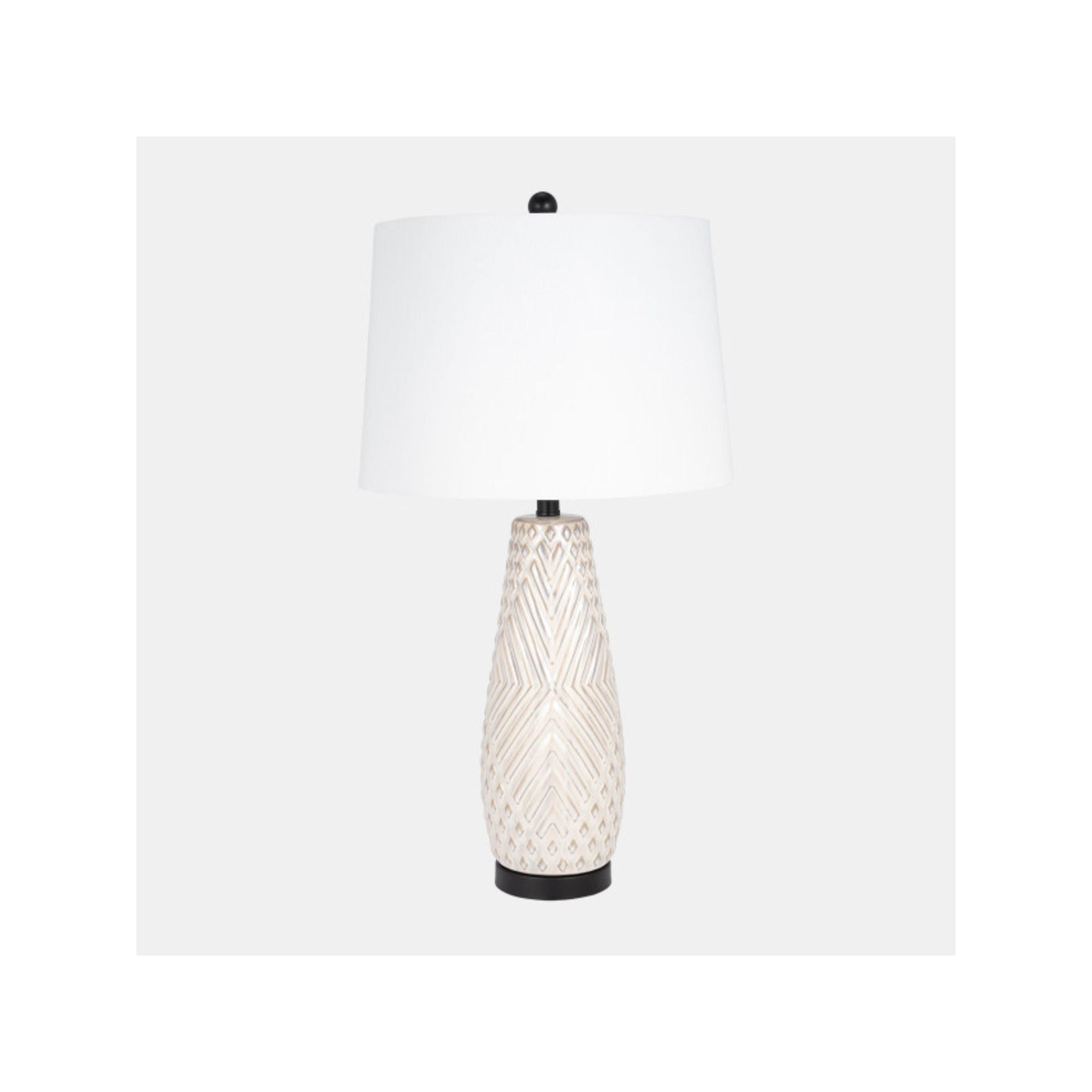 Ivory Ceramic Textured Table Lamp 30"H