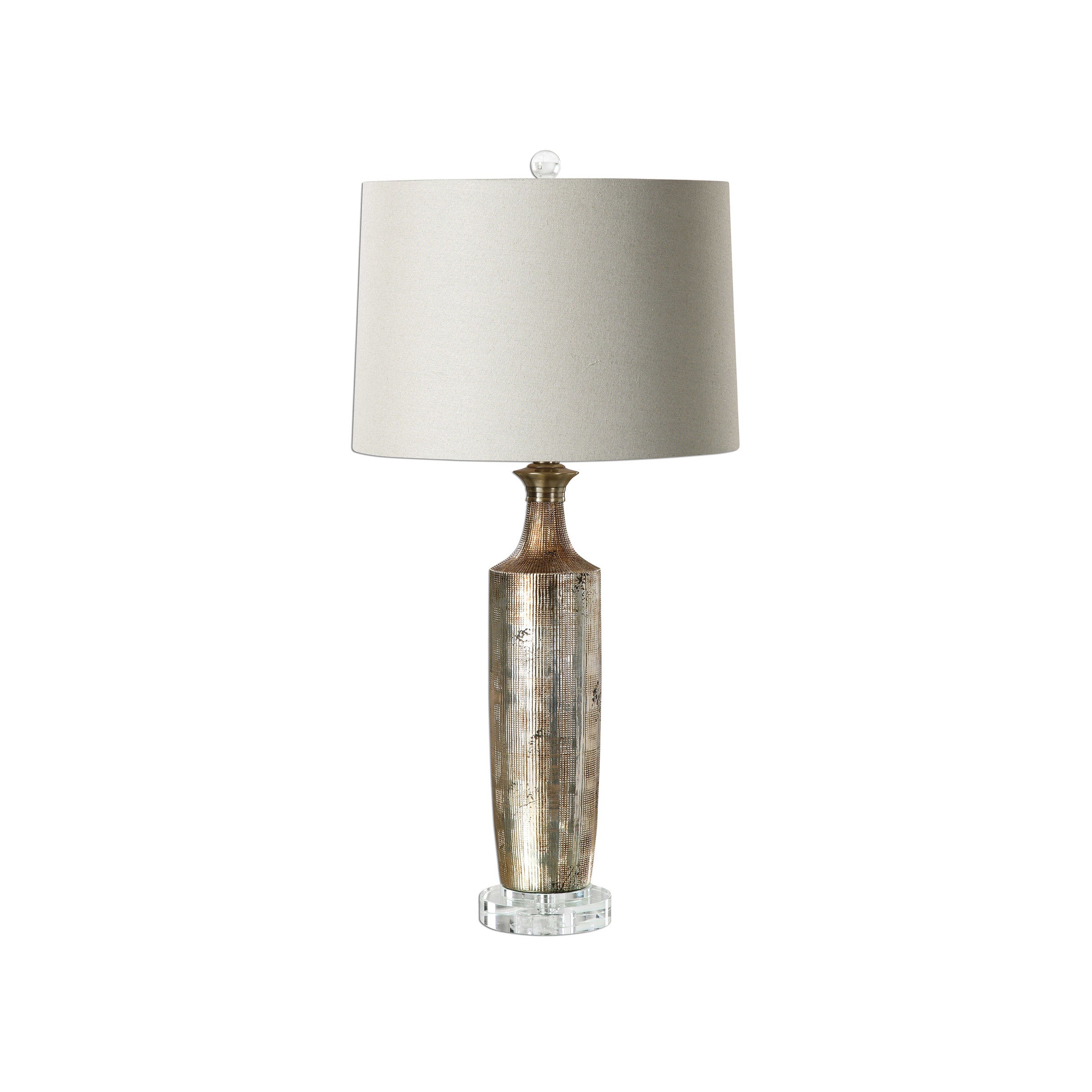 Metallic Bronze and Silver Ceramic Table Lamp 30"H