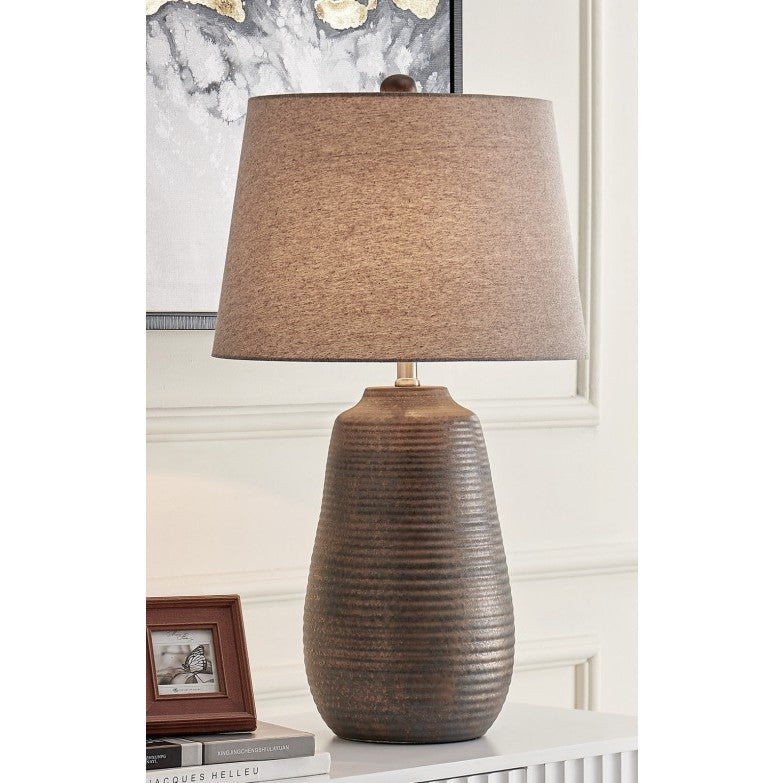 Bronze Ceramic Table Lamp 28"H