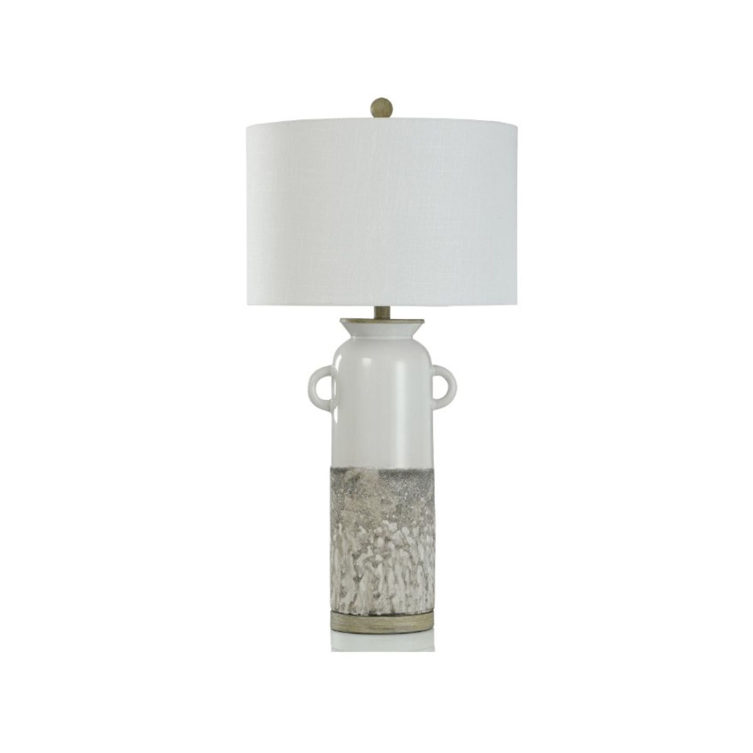 White and Grey Textured Ceramic Table Lamp 33.5"H