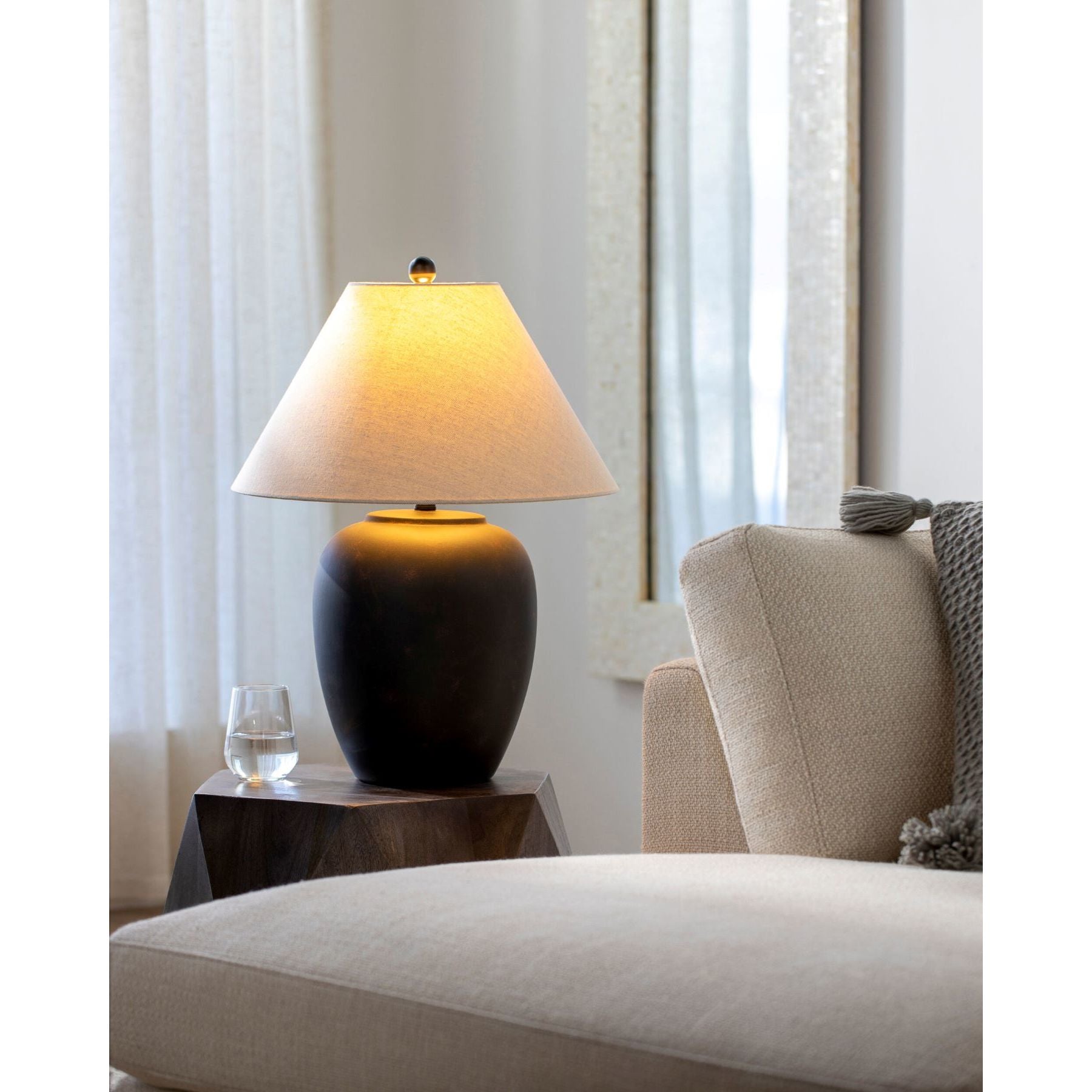 Black Ceramic Table Lamp 25"H