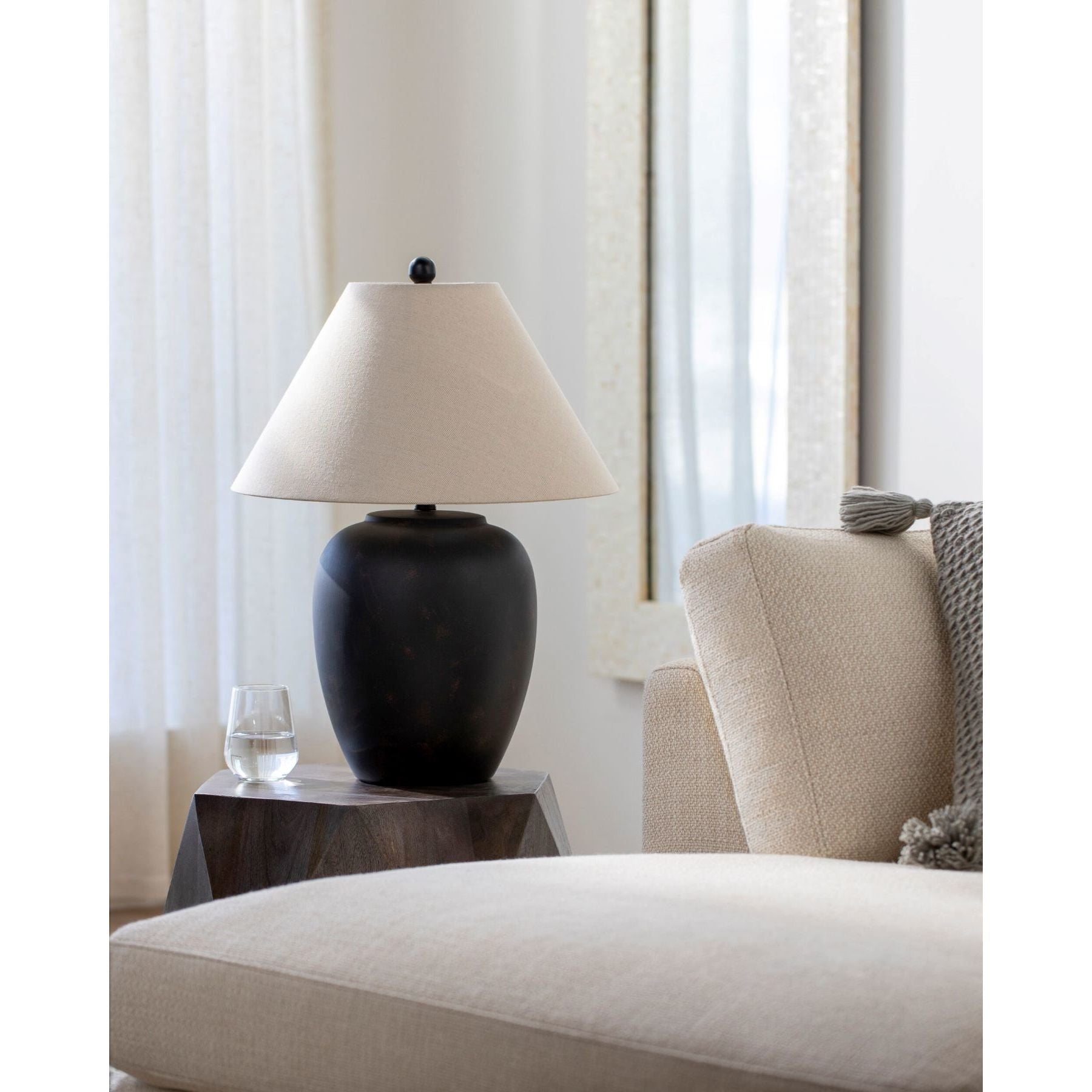 Black Ceramic Table Lamp 25"H