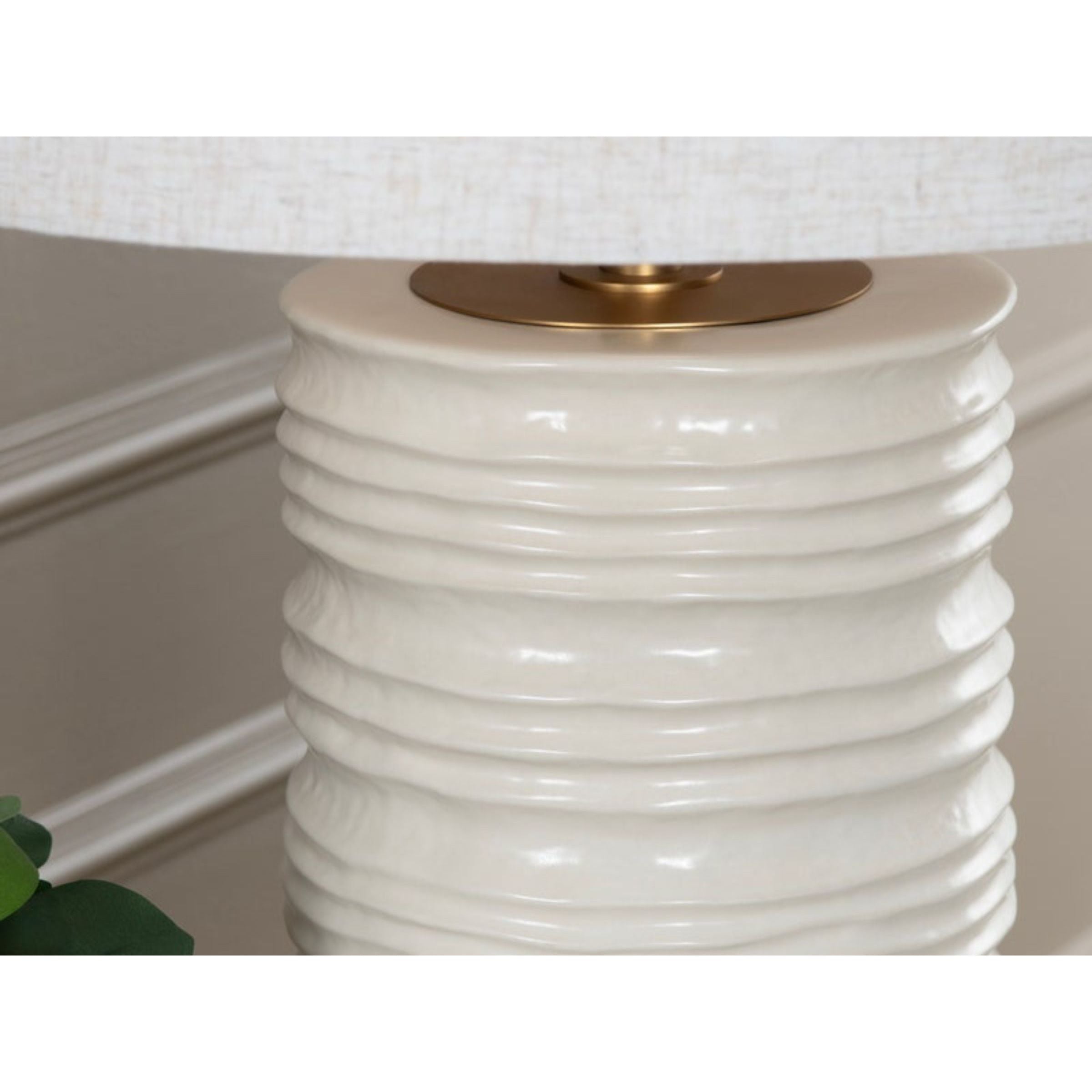 Cream Ceramic Table Lamp 31"H