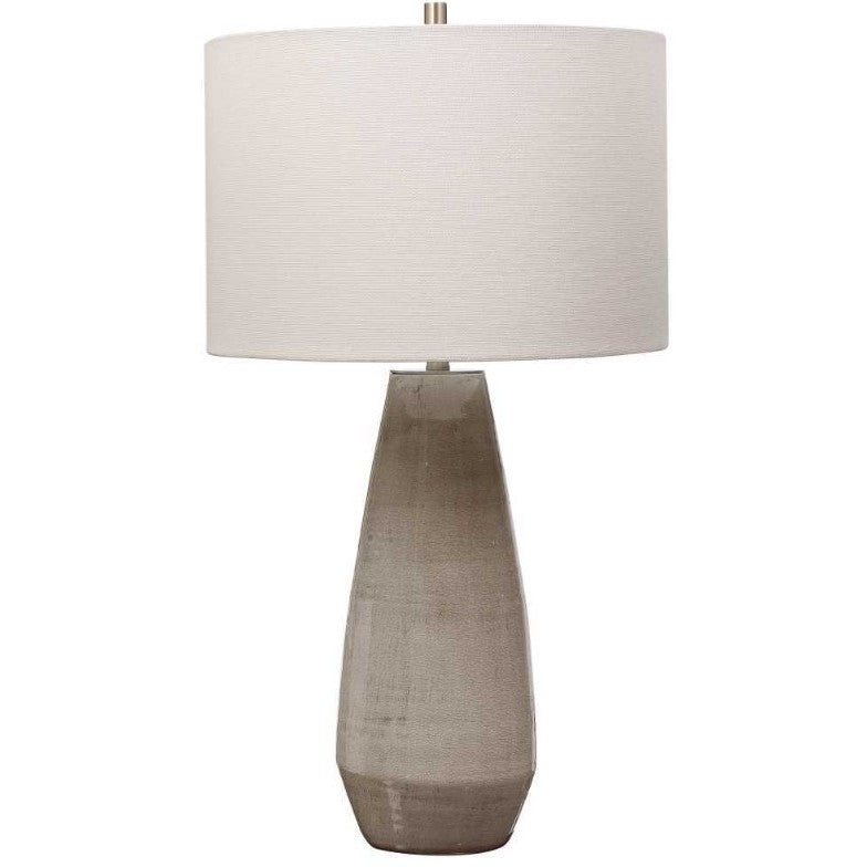 Taupe Crackle Ceramic Table Lamp 28"H
