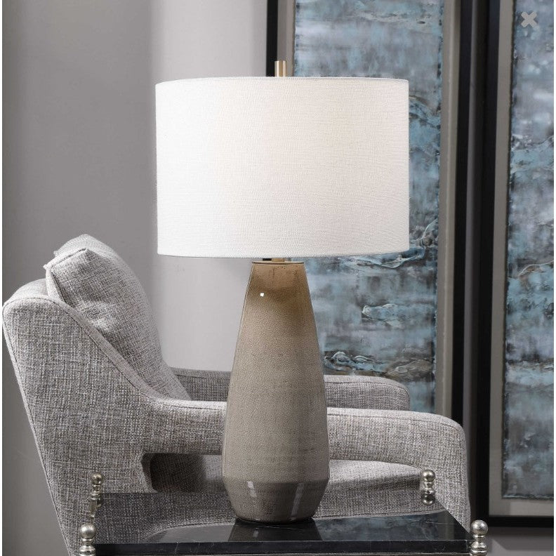 Taupe Crackle Ceramic Table Lamp 28"H