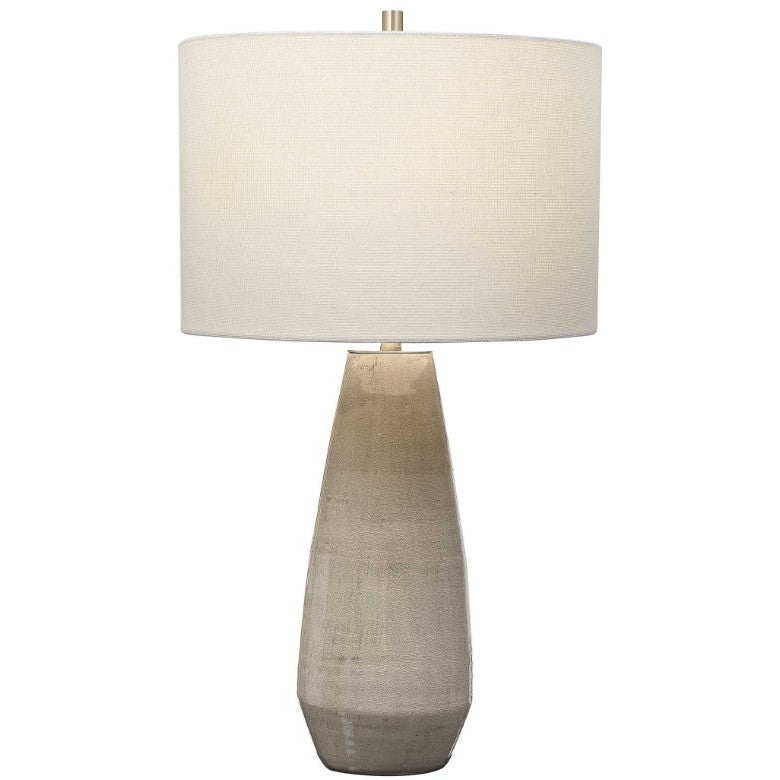 Taupe Crackle Ceramic Table Lamp 28"H
