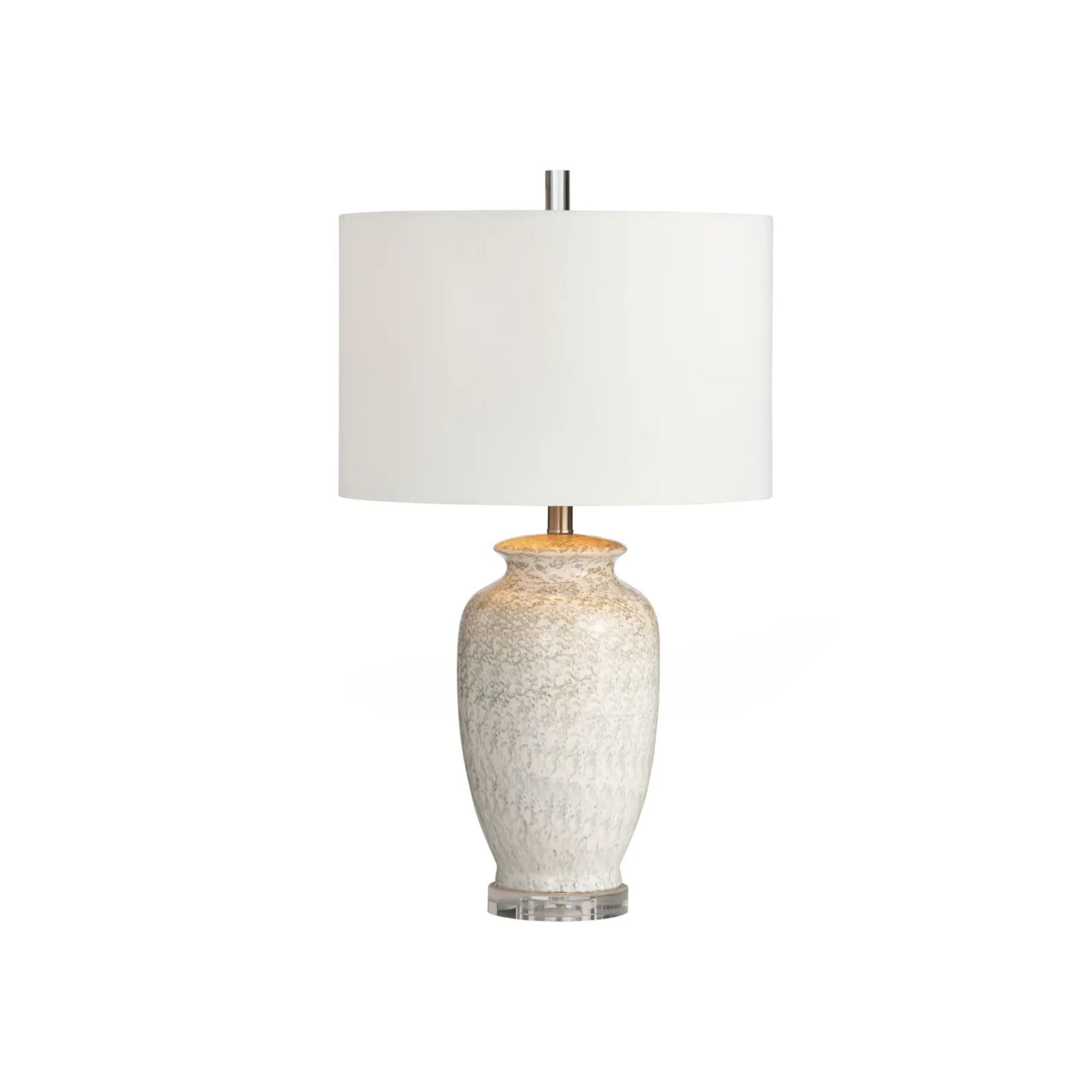 Beige and Olive Ceramic Table Lamp 29"H