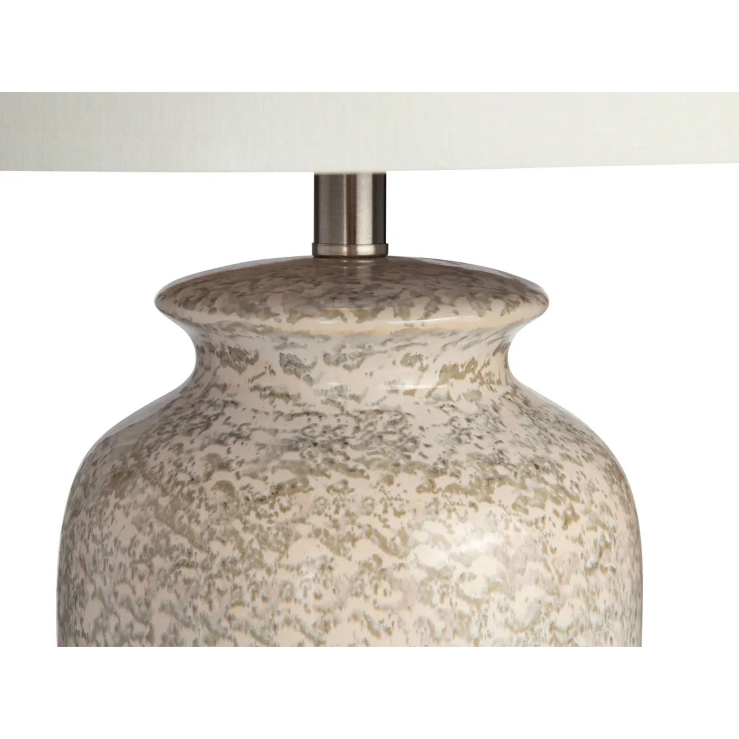 Beige and Olive Ceramic Table Lamp 29"H