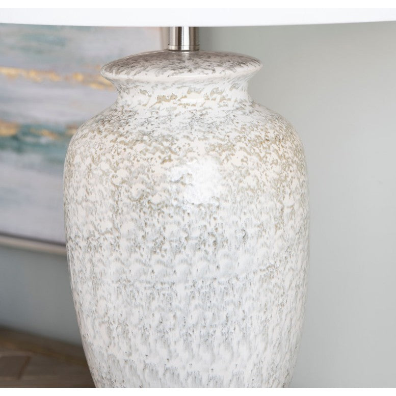 Beige and Olive Ceramic Table Lamp 29"H