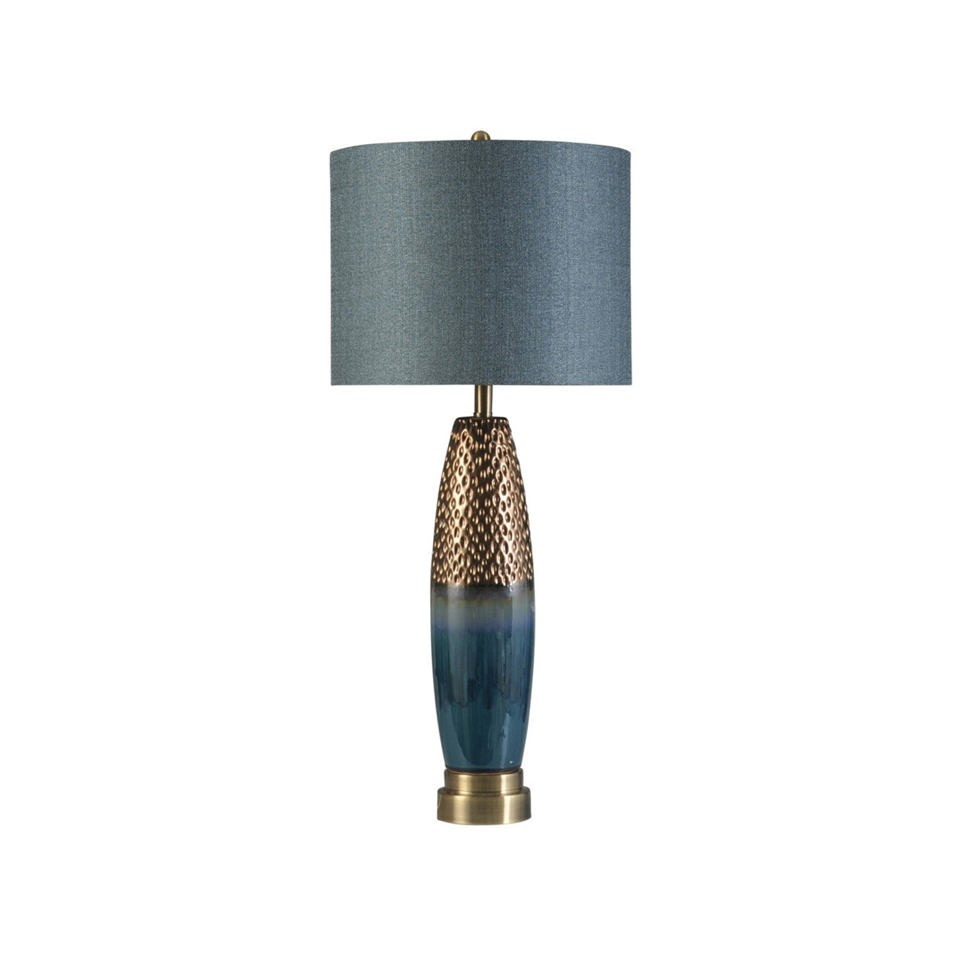 Dimpled Copper and Blue Table Lamp 37"H