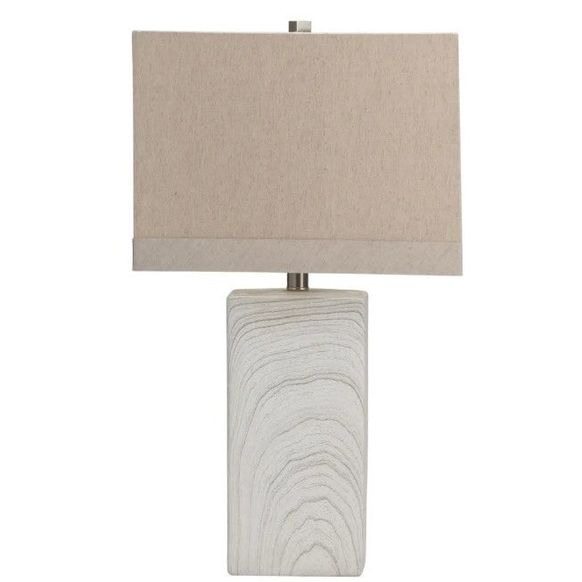 White and Grey Ceramic Block Table Lamp 25.5"H