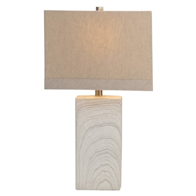 White and Grey Ceramic Block Table Lamp 25.5"H