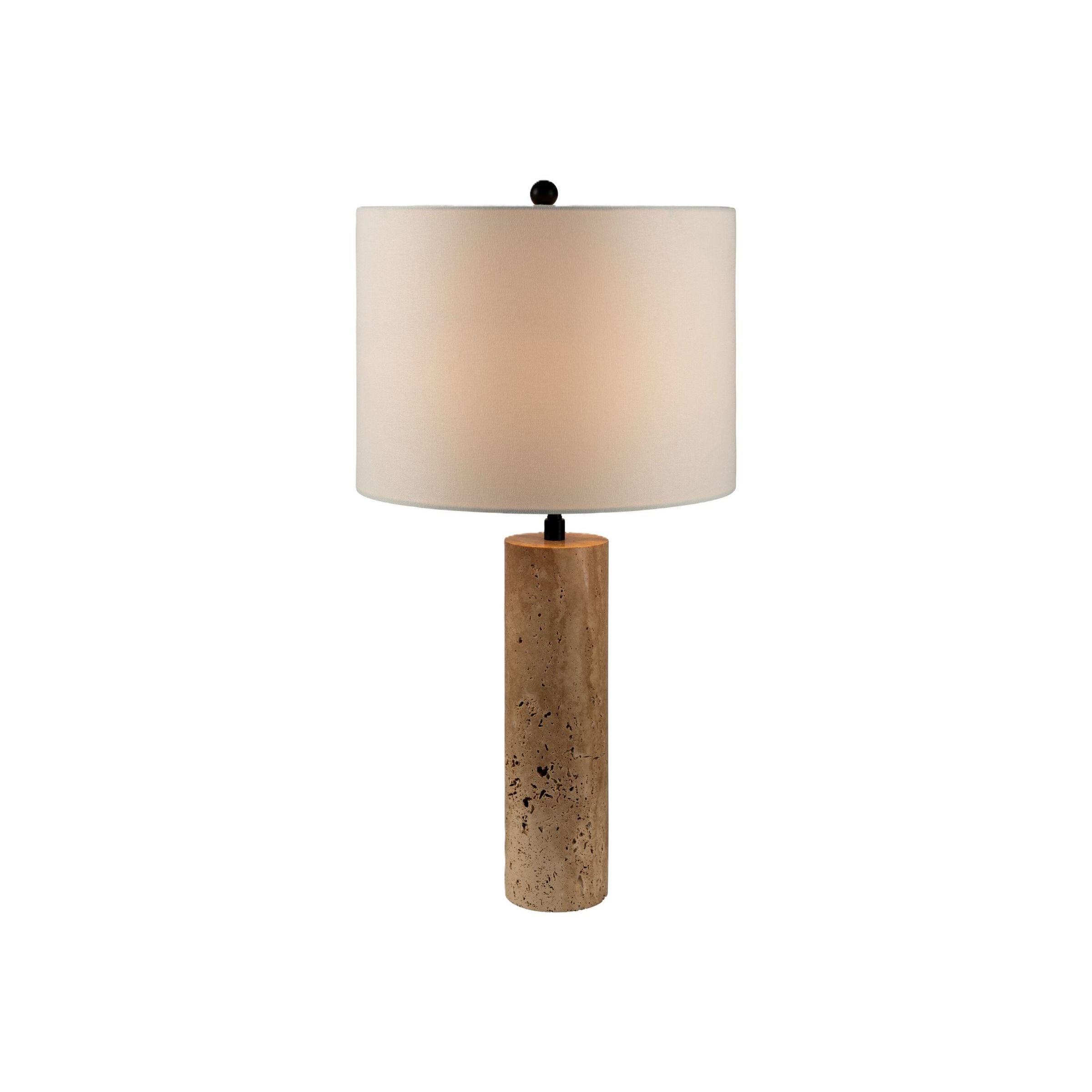 Natural Travertine Table Lamp 27"H